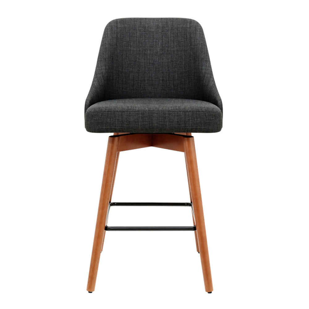 2-Pack Swivel Bar Stools with Wooden Seat in Charcoal Finish - Perfect for Kitchen Islands, Breakfast Bars & Home Decor