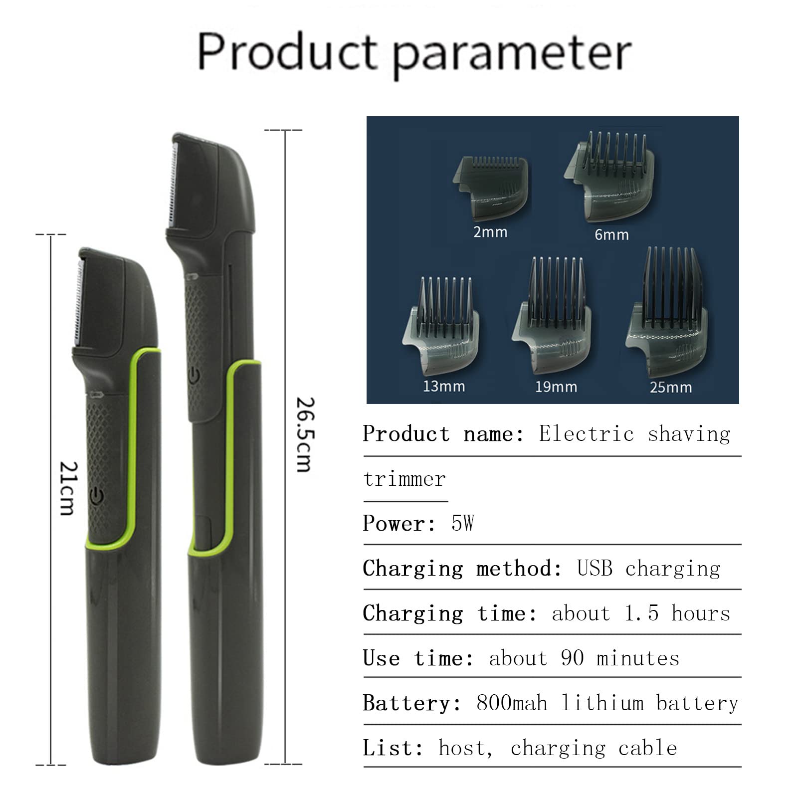 Rechargeable Body & Head Hair Trimmer for Men - Wet/Dry Electric Shaver with 6 Adjustable Lengths, 5 Attachments & Travel Case - Gentle Skin Shaving for Body Grooming, Beard Trimming & Personal Care