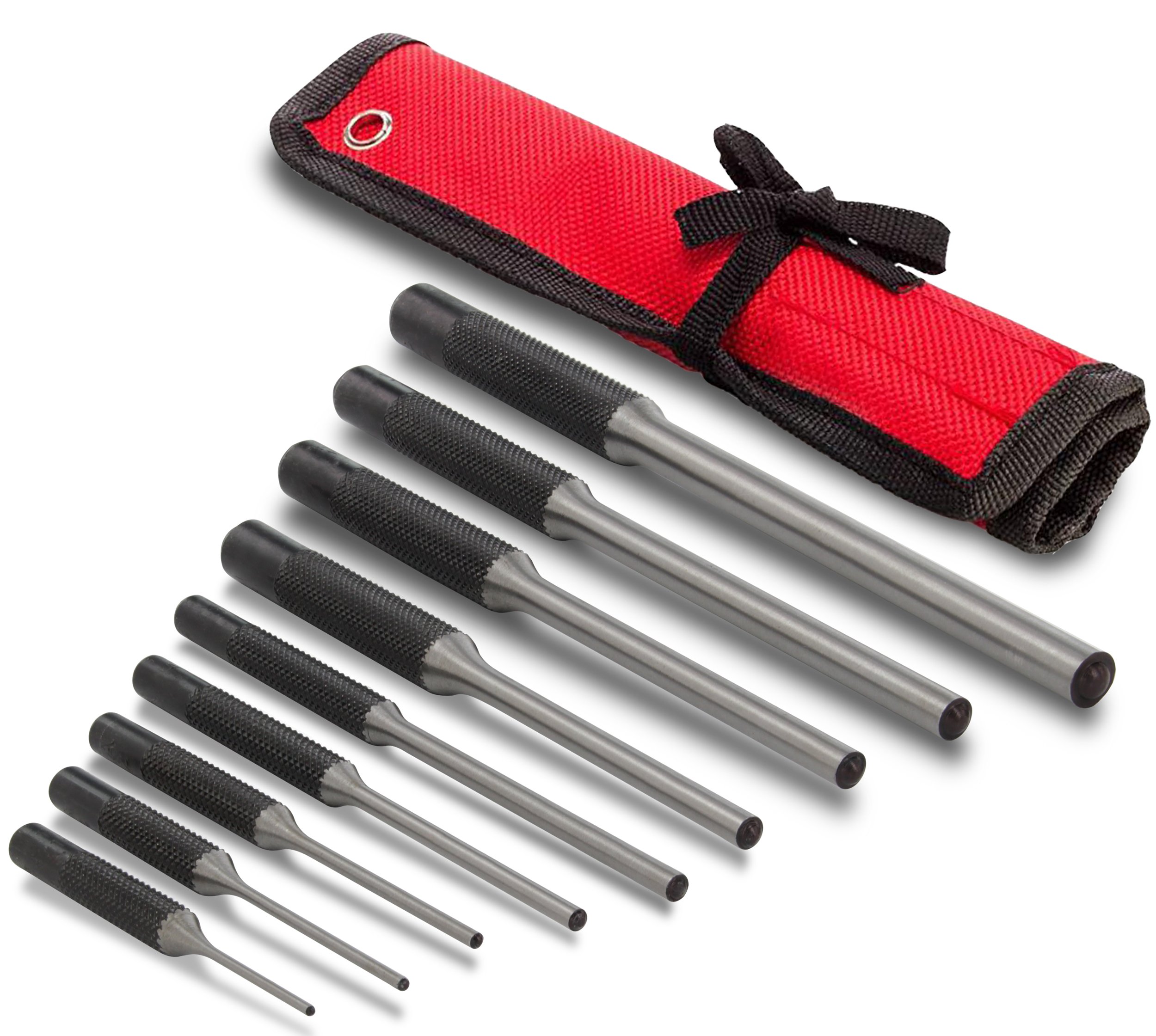 RAM-PRO 9-Piece Steel Roll Pin Punch Set with Storage Pouch - Professional Removal Tool Kit for Jewelry, Watches & Spring Pins | Ideal for Watch Repair, Gunsmithing & DIY Projects