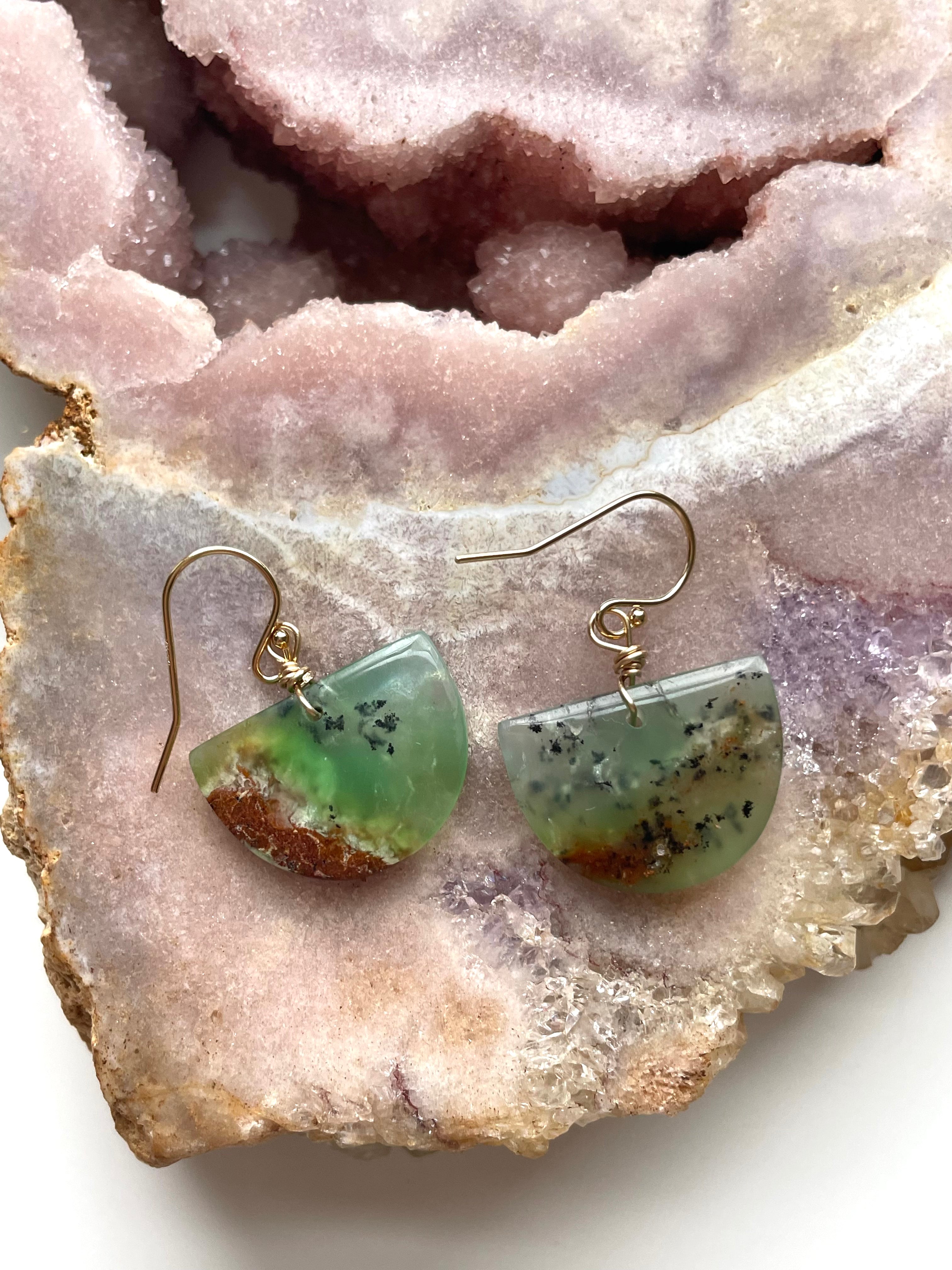 Chrysoprase Statement Earrings - 14K Gold Filled Dangle Earrings for Women | Elegant Jewelry Gift for Birthday, Anniversary & Special Occasions