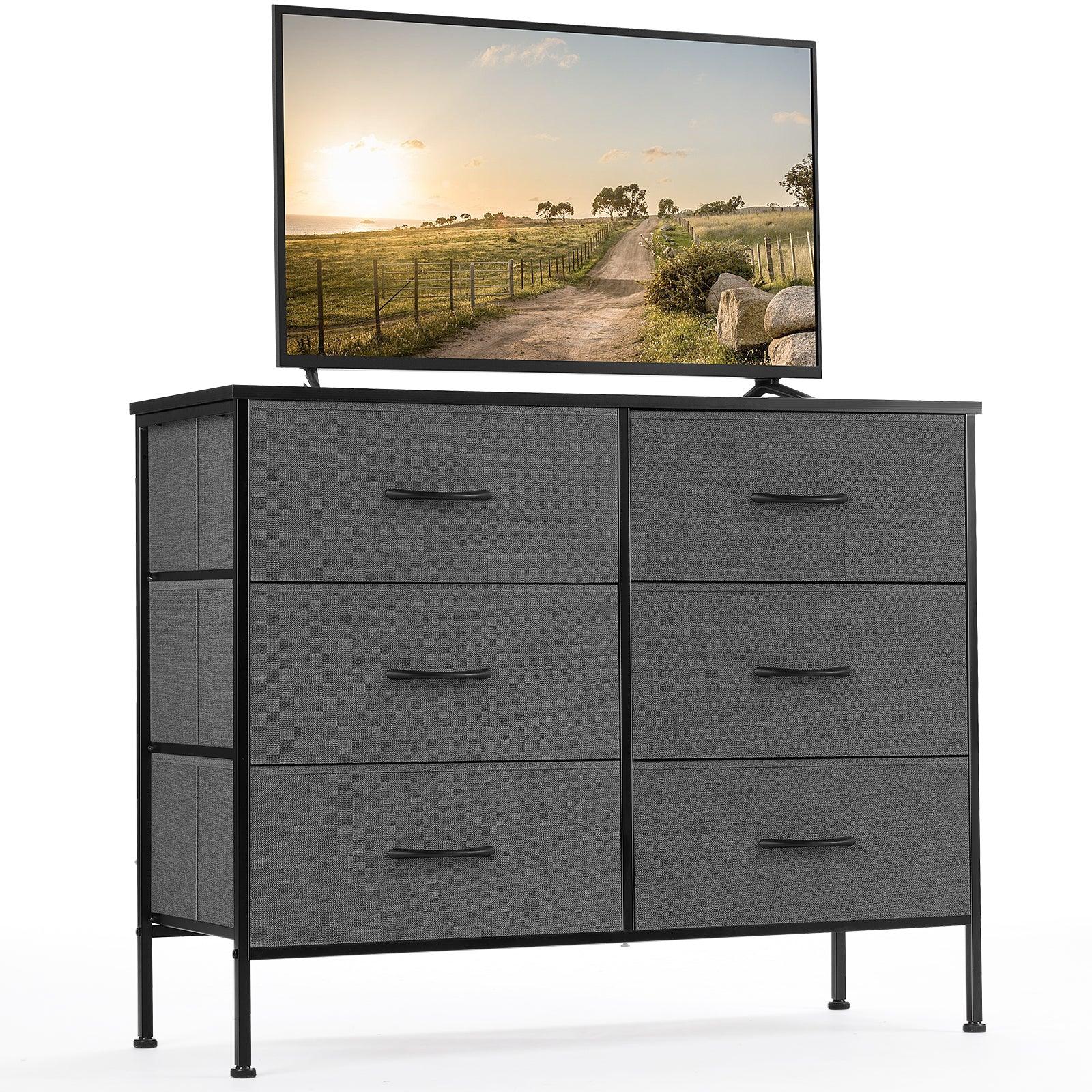 6-Drawer Fabric Dresser for Bedroom with Metal Frame & Wooden Top - Wide Storage Chest for Clothes, Bedding & TV Stand - Perfect for Master Bedroom, Guest Room & Dorm Organization