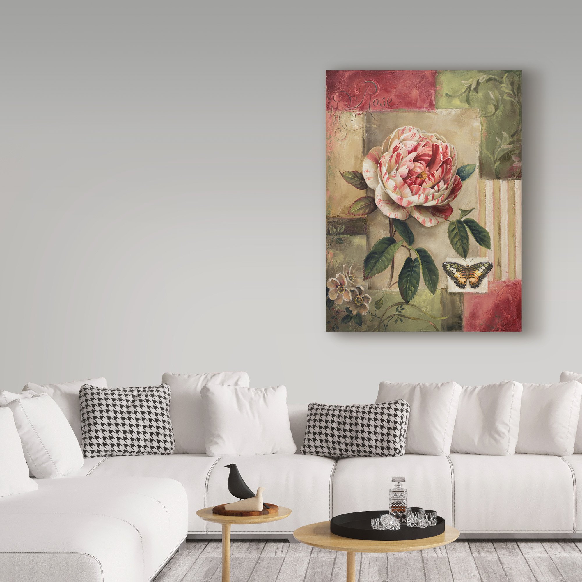 Lisa Audit Rose and Butterfly Wall Art Print - 18x24 Inches Floral Decor for Living Room, Bedroom & Office