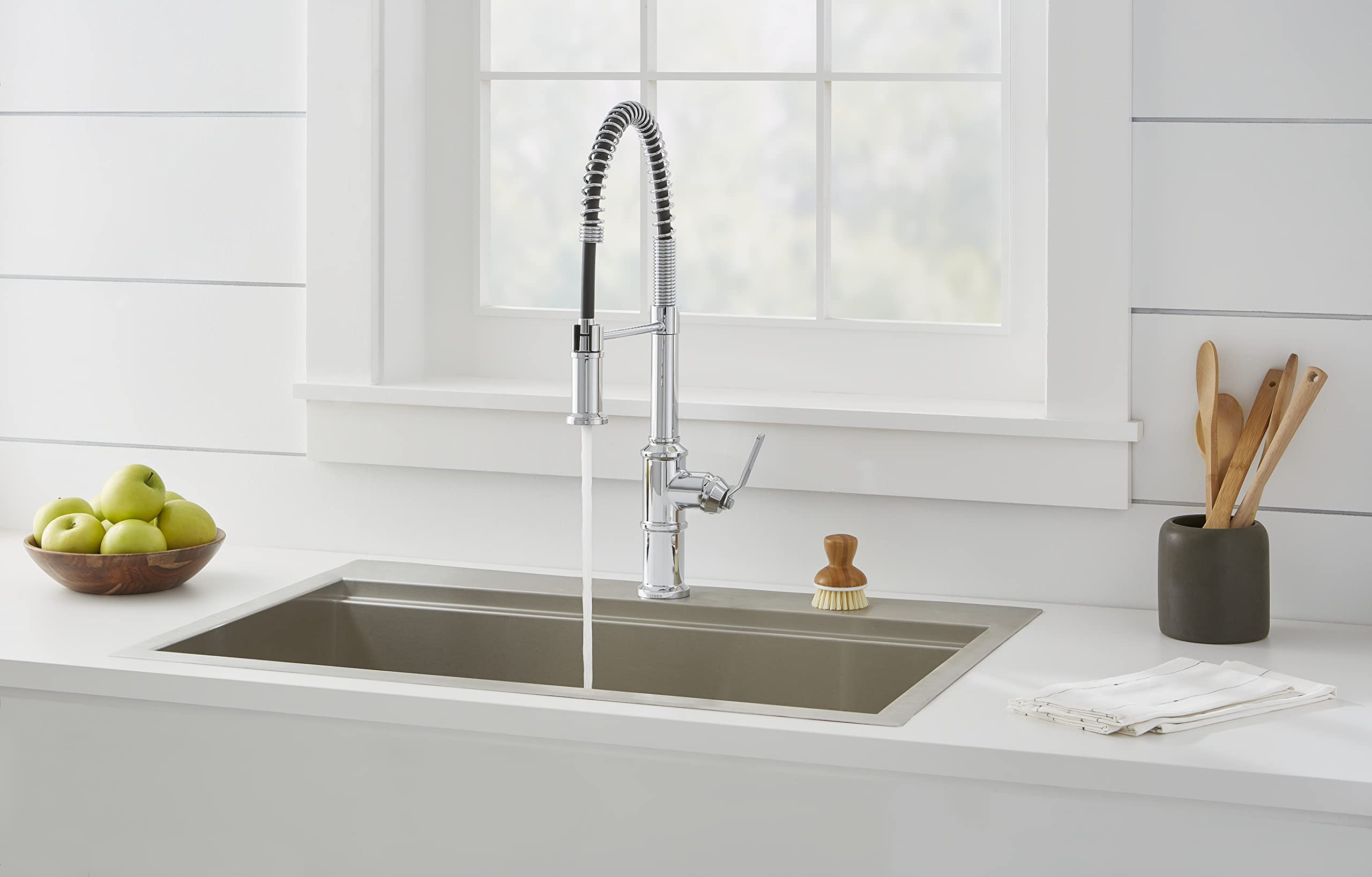 Gerber Plumbing Kinzie Pre-Rinse Commercial Kitchen Faucet - Heavy Duty Stainless Steel Sprayer for Restaurant & Food Service Use