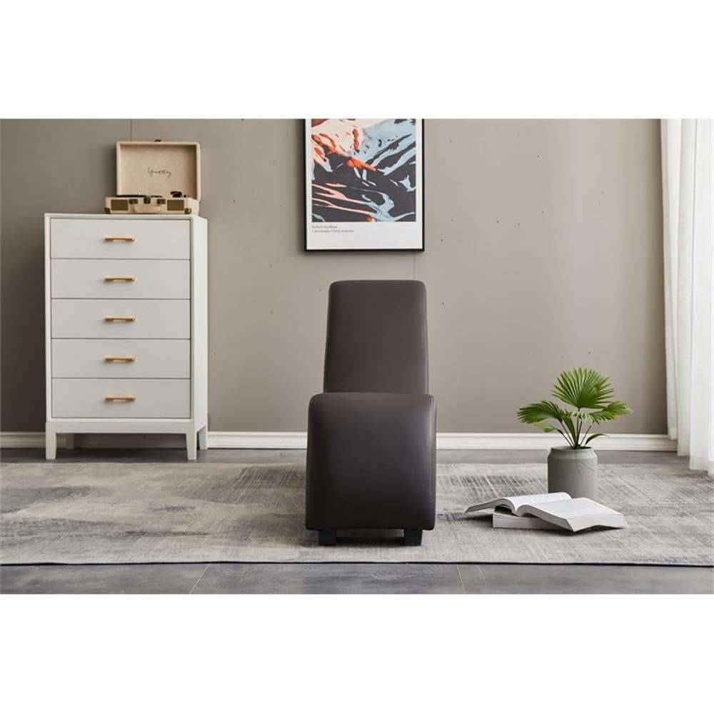 Premium Faux Leather Yoga Chaise Lounge Chair for Relaxation & Stretching - Brown | Home Gym, Meditation & Living Room Comfort Furniture
