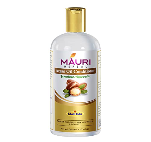 Khadi Mauri Herbal Argan Oil Hair Conditioner - Natural Deep Conditioning Treatment with Amla & Aloe Vera for Men & Women - Promotes Hair Growth & Nourishment (300ml) - Perfect for Dry, Damaged Hair & Scalp Care