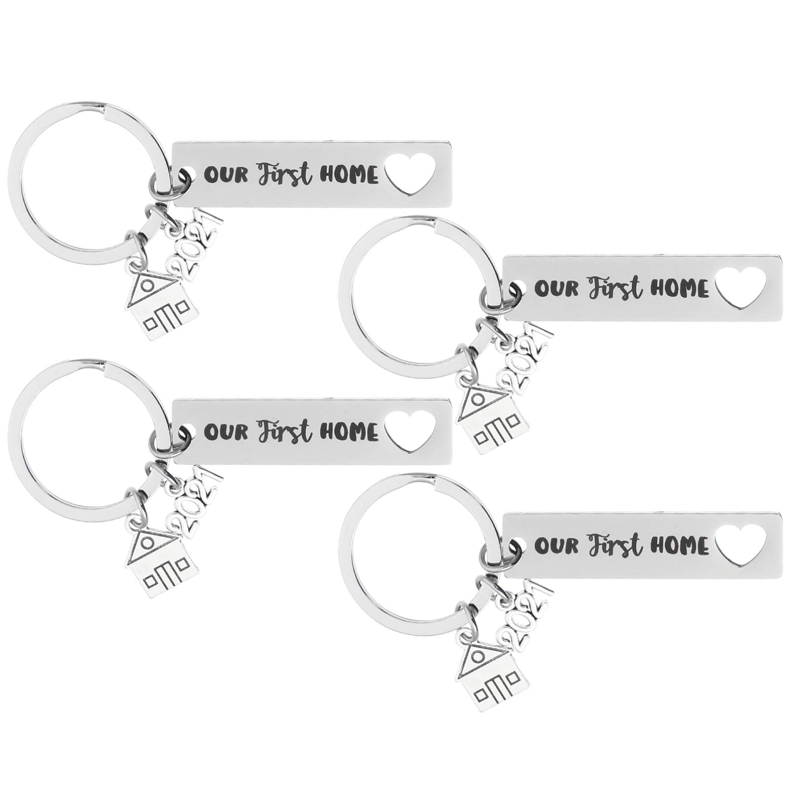 Amosfun 4pcs First Home Keychain - Housewarming Gift for Realtor & Homeowner - Perfect for New Home Celebration