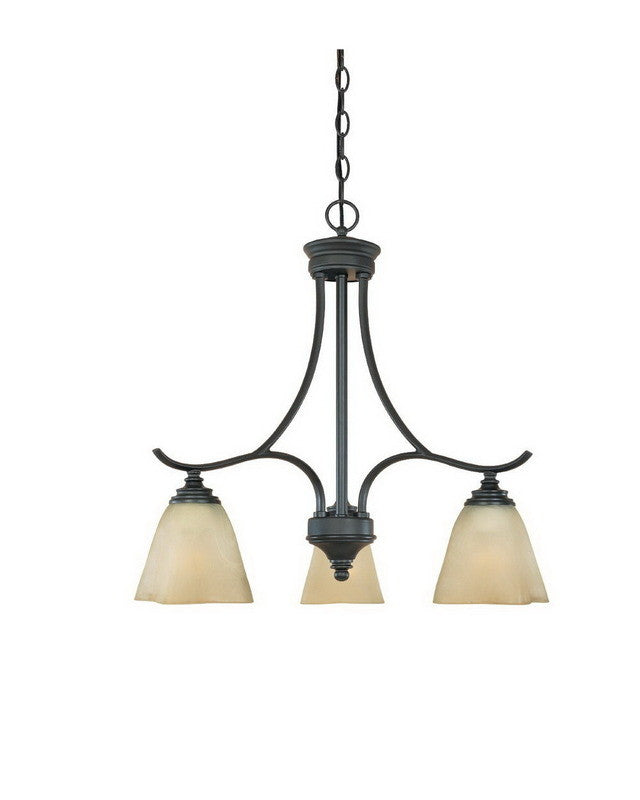 BNB Bella Vista Collection 3-Light Burnished Bronze Hanging Chandelier - Modern Designer Fountain Lighting Fixture for Dining Room, Foyer & Bedroom Decor