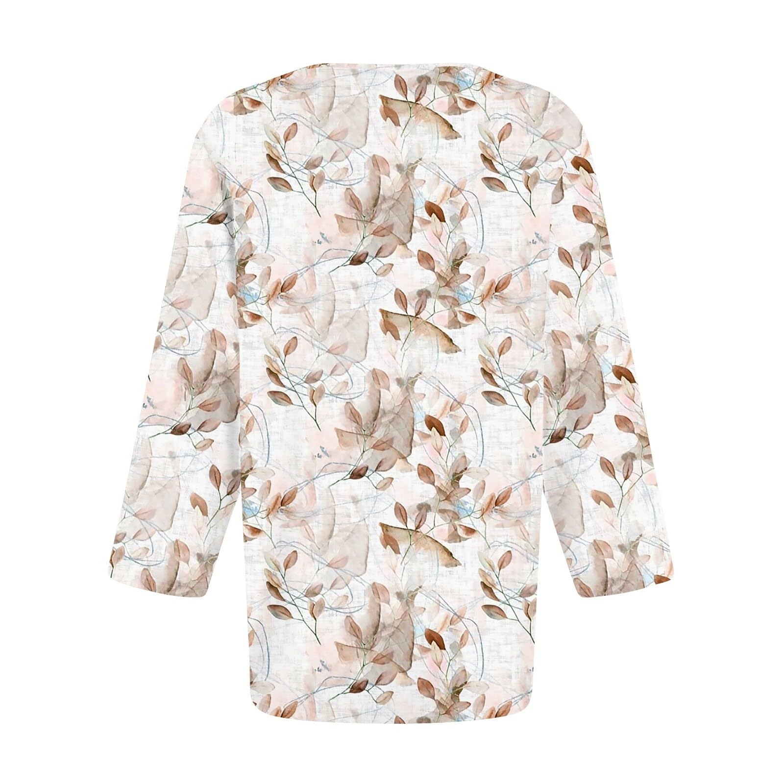 Trendy Women's V-Neck Button-Up T-Shirts - Casual Printed Summer Tees & Blouses with 3/4 Sleeves | Perfect for Everyday Wear, Office Outfits & Weekend Casual Looks