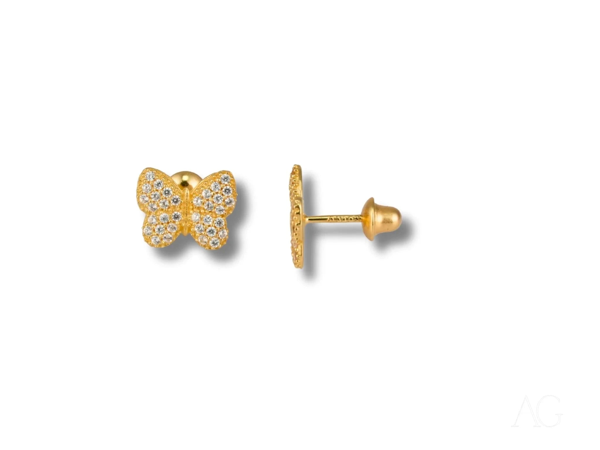 18K Gold CZ Butterfly Earrings for Women - Elegant Dangle Drop Earrings for Party, Wedding & Special Occasions - Hypoallergenic Fashion Jewelry Gift