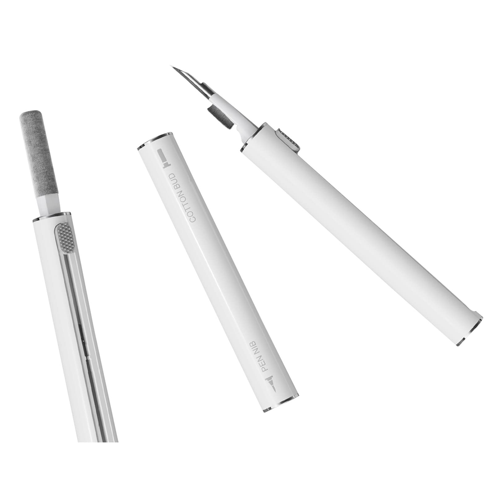 Premium Bluetooth Earbuds Cleaning Pen - 3-in-1 Portable Earphone Cleaner Kit with Soft Microfiber Brush - Multi-Function Cleaning Tool for AirPods, Wireless Earbuds, Camera Lens & Phone Accessories (White) - Perfect for Travel, Office & Home Use