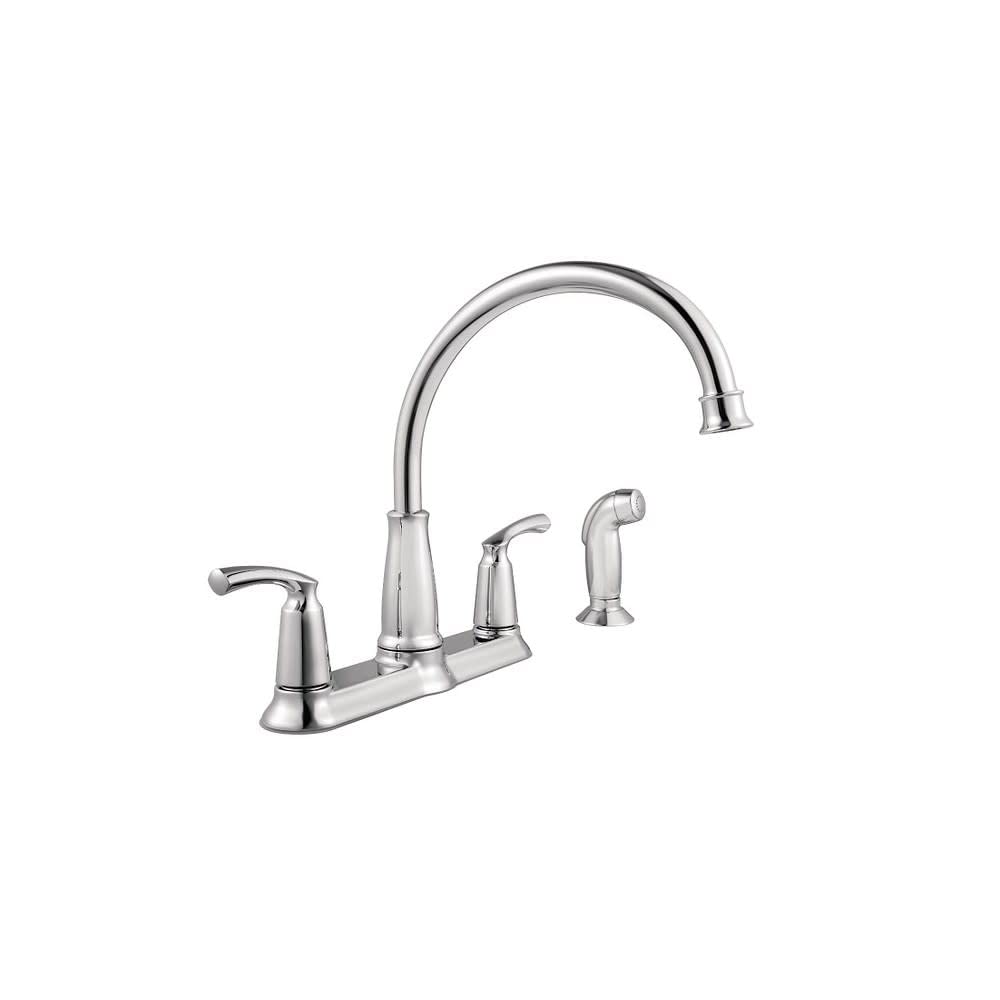 Moen 87403 Bexley Chrome 2-Handle Lever Kitchen Faucet with Pull-Down Sprayer - Perfect for Modern Kitchens and Easy Dishwashing