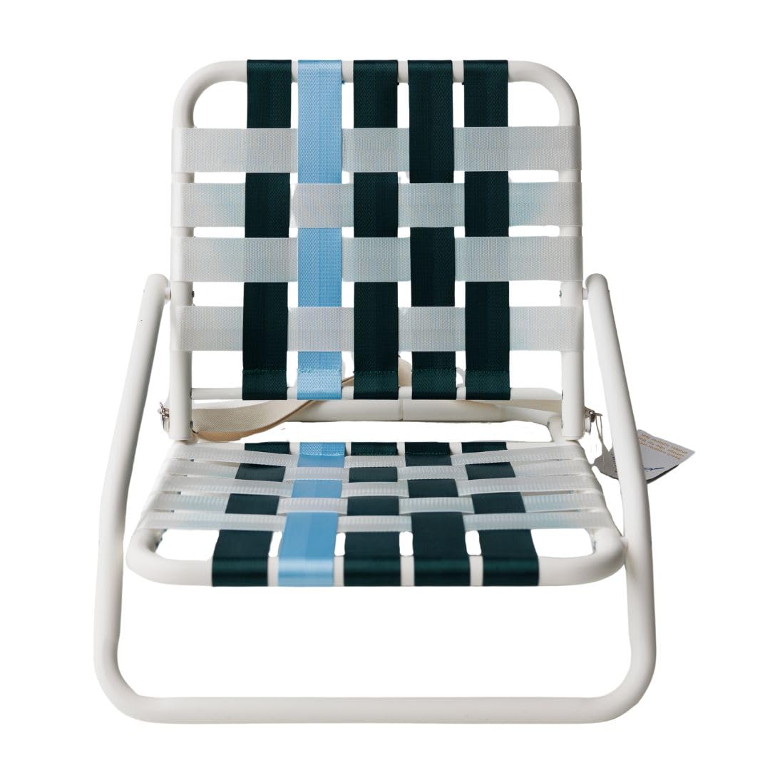 **The Praia Beach Chair - Ultra Lightweight & Durable Foldable Beach Chair for Travel, Camping, Picnics - Portable, Low Profile, Comfortable Retro Design for Outdoor Relaxation**