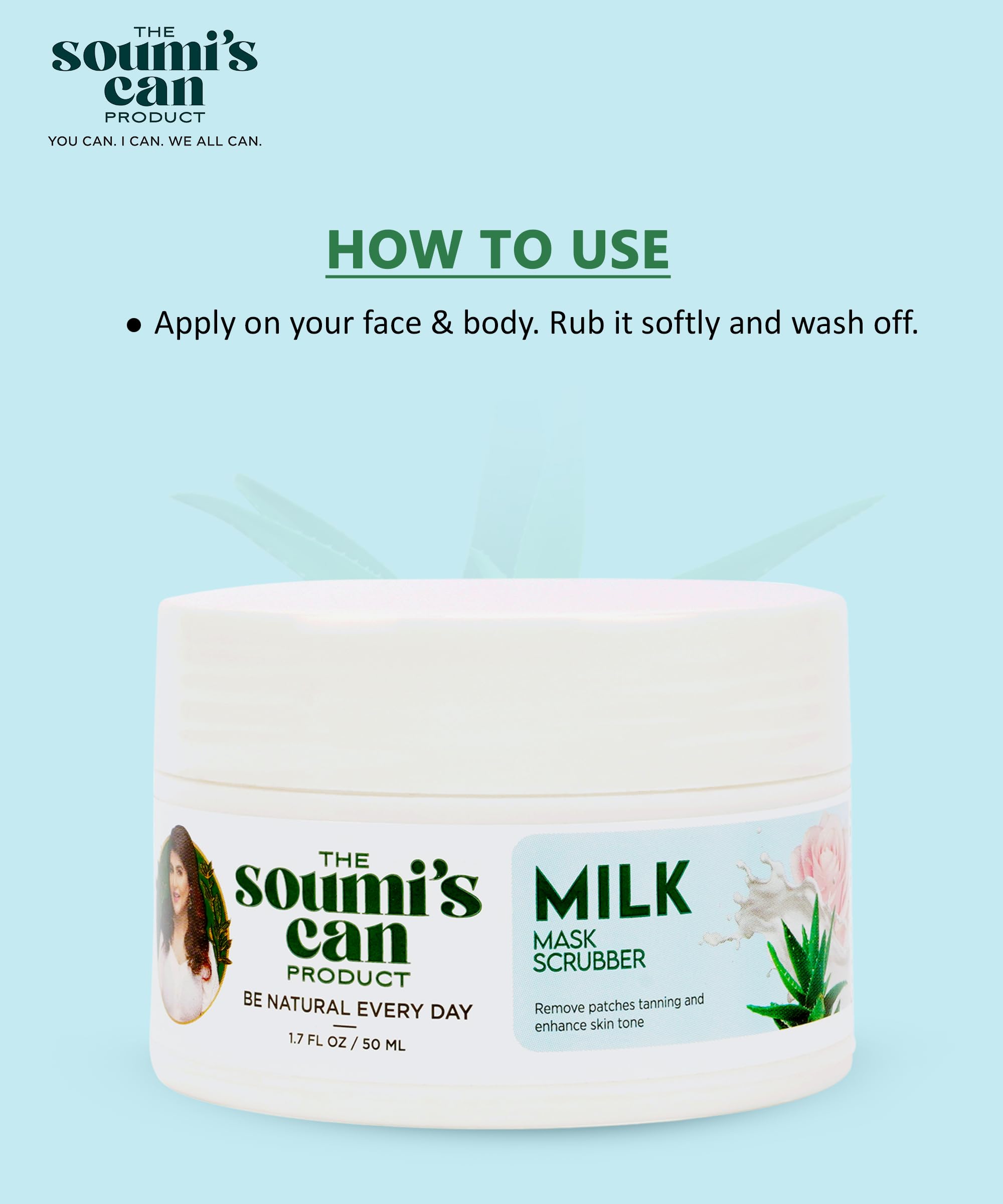 SOUMI's CAN Milk Mask Scrubber 50ml - Deep Cleansing & Exfoliating Face Scrub for Glowing Skin | Pack of 1 | Perfect for Daily Skincare Routine & Spa Days
