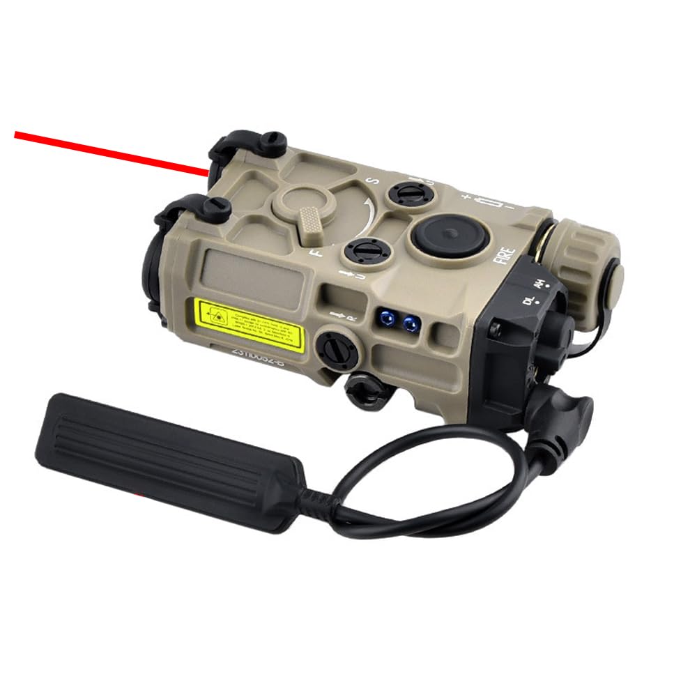 Tactical OG Box Laser Sight with Strobe, Momentary & Constant Modes - 20mm Rail Mount | Red/Green/Blue Laser + White Flashlight + IR Laser | Includes Pressure Switch | Perfect for Hunting, Airsoft & Tactical Training (Tan, Red Laser Option)