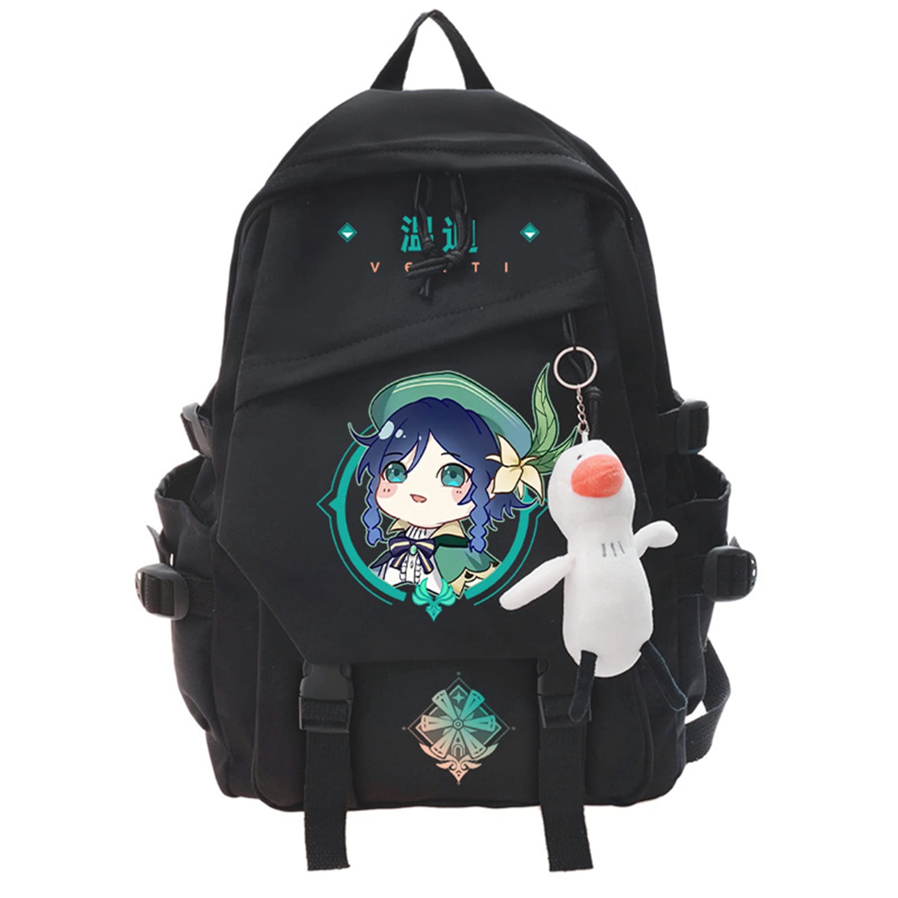 Genshin Impact Venti Anime 3D Printed Backpack - Cute Duck Doll Travel Bookbag for School, Cosplay & Gaming Conventions