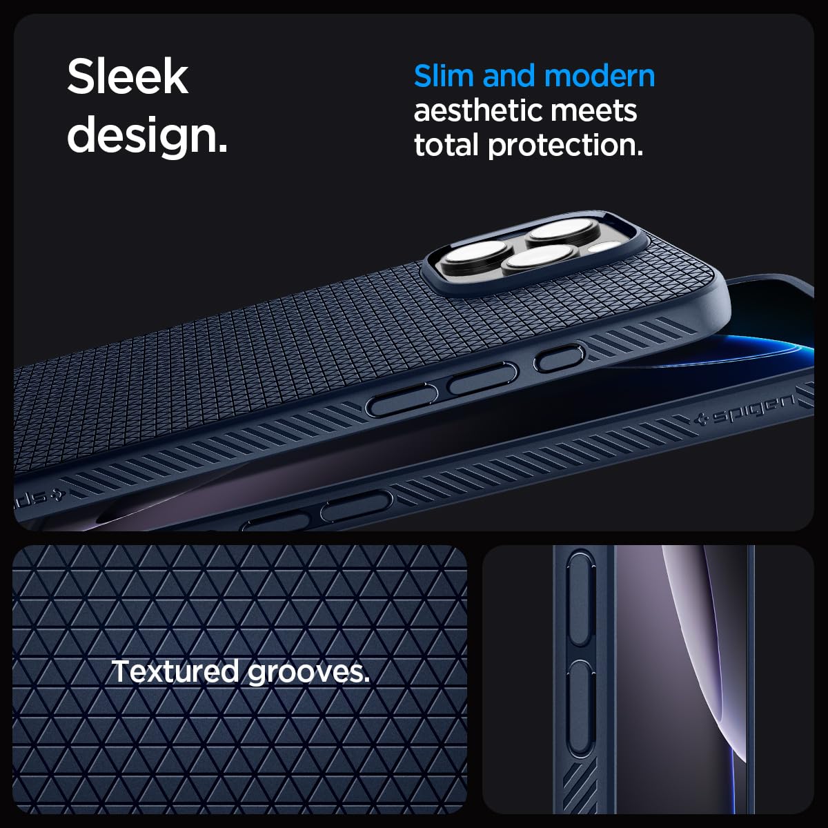Spigen Liquid Air Armor Case for iPhone 16 Pro Max - Slim Protective Navy Blue Cover | Shockproof & Scratch Resistant | Perfect for Work, Travel & Everyday Use
