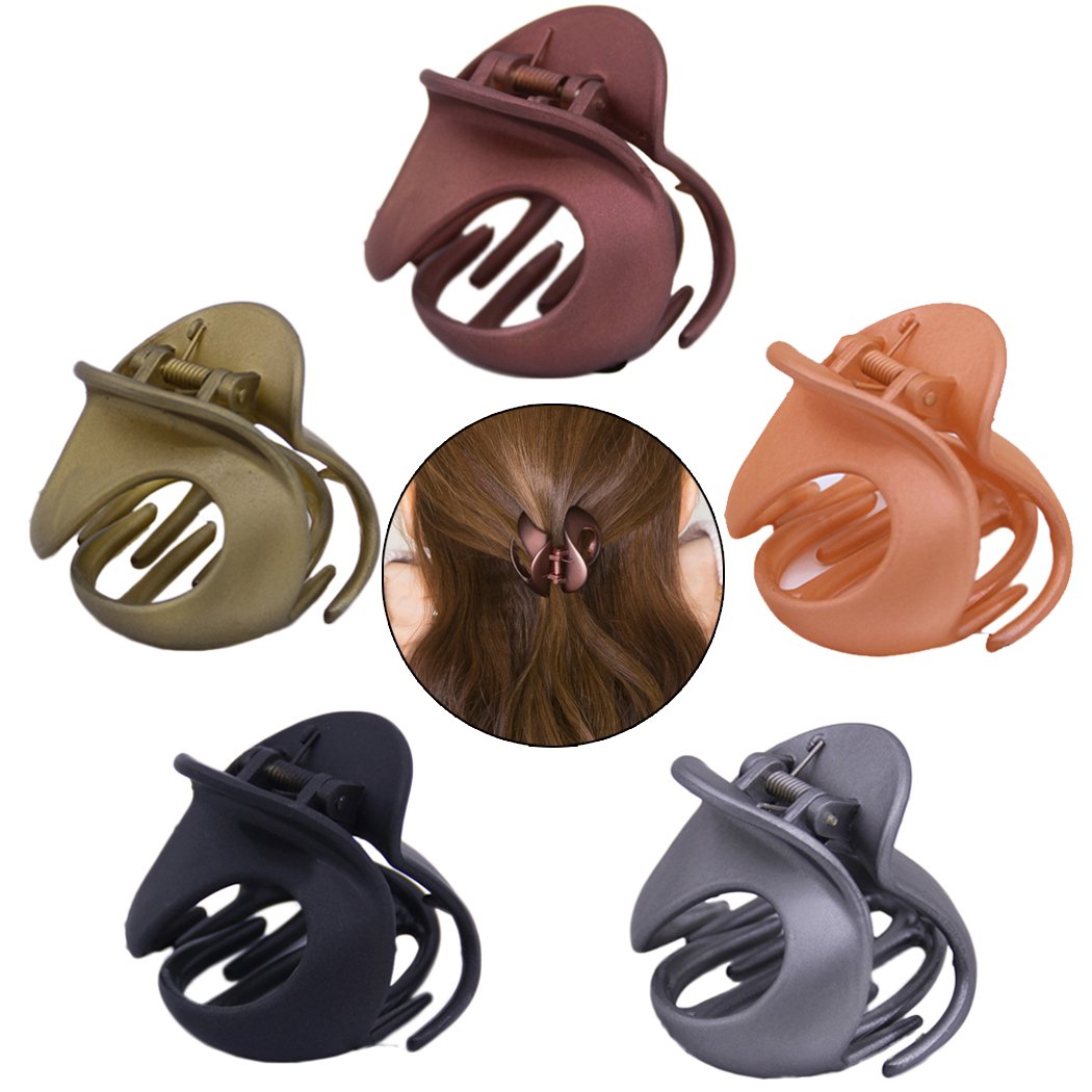 FunPa 5Pcs Vintage Jaw Hair Clips for Women - Simple Irregular Hair Claw Clamps for Ponytails, Updos & Everyday Hairstyles