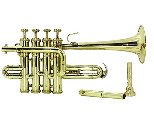 Shreyas Professional Bb Trumpet Piccolo with 4 Valves - High-Quality Brass Instrument with Hard Case - Perfect for Beginners, Students & Jazz Performances