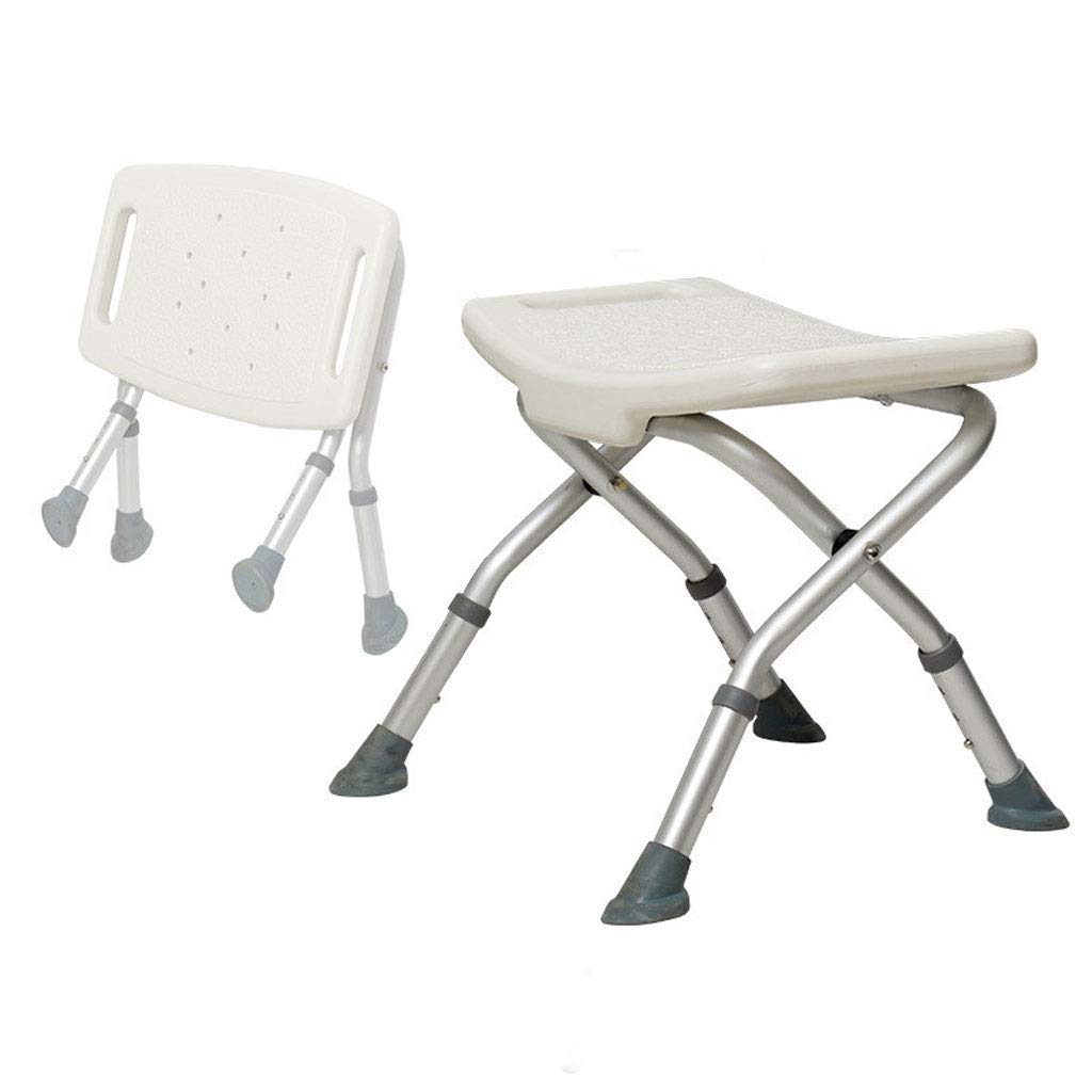 BHBXZZDB Adjustable Height Folding Shower Stool for Elderly - Stable Non-Slip Bathtub & Shower Seat in White - Perfect for Bathroom Safety & Assisted Living (Ideal for Seniors, Disabled & Post-Surgery Recovery)