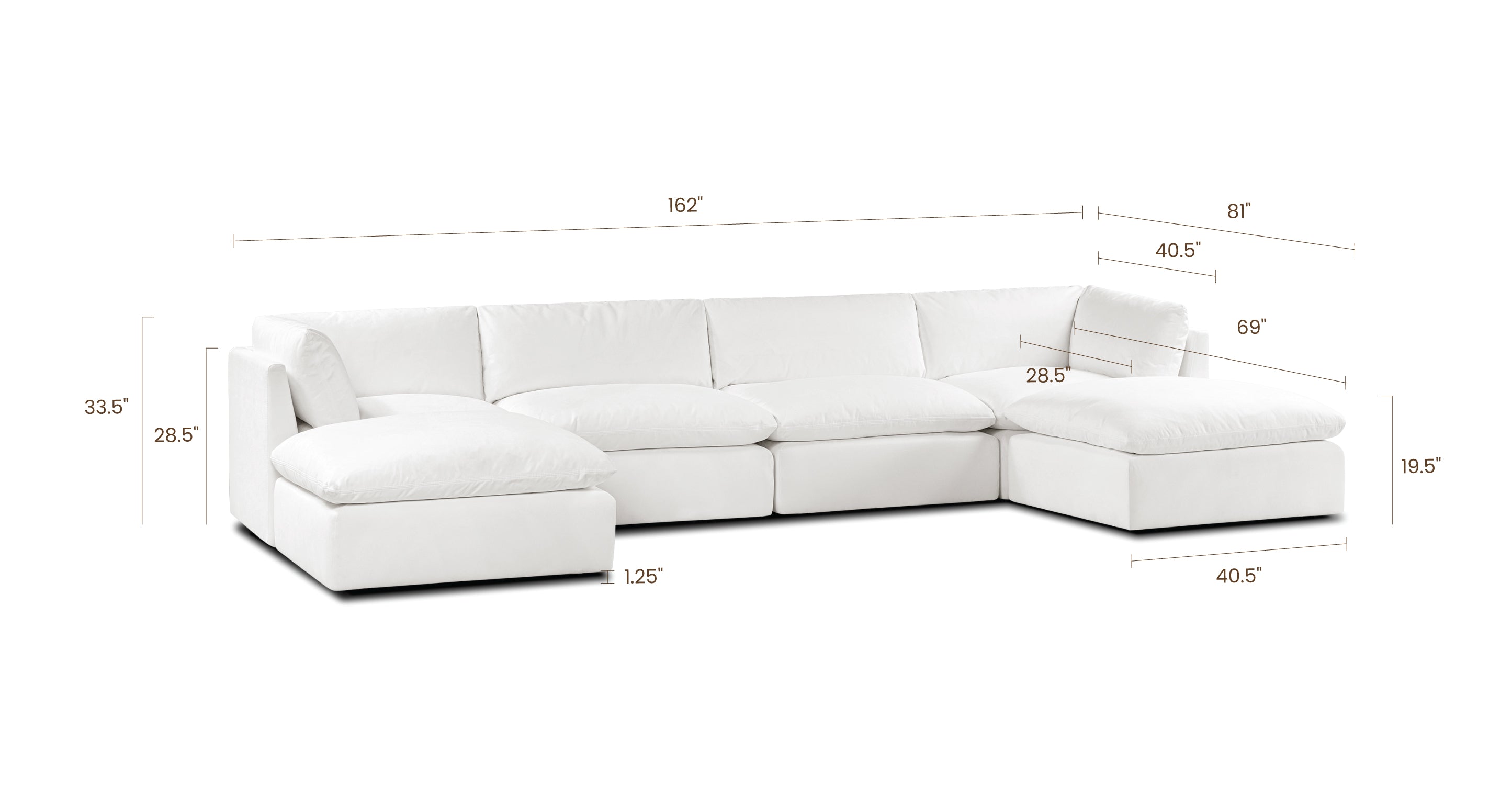 6-Seat Davos Modular U-Shaped Sectional Sofa with Reversible Chaise - Modern Living Room Furniture for Home Theater, Family Gatherings & Relaxation