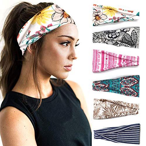 Stylish Printed Hair Bands Set for Women - 6 Pack Fashion Hair Accessories for Ponytail, Bun & Everyday Use - Perfect for Workout, Office & Casual Wear