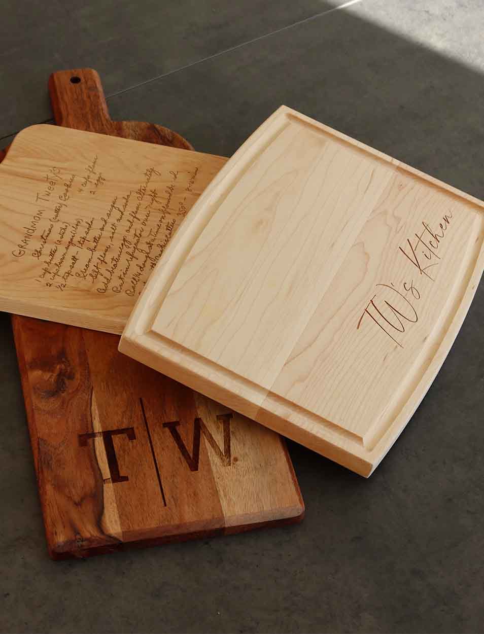 Handcrafted Arched Maple Wood Cutting Board - Personalized Engraved Gift - 12