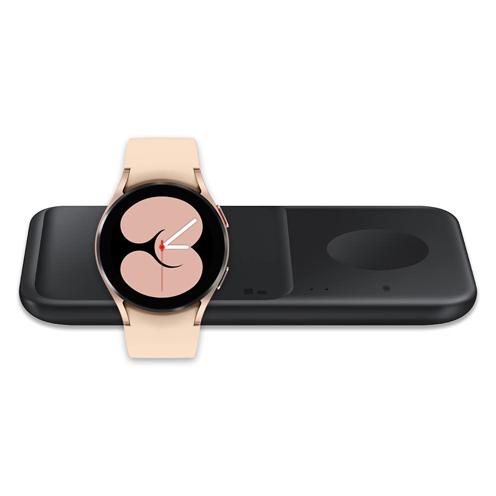 Samsung Galaxy Watch 4 40mm LTE Smartwatch - Pink Gold (US Version) with Wireless Fast Charger Pad Duo | Fitness Tracker, Heart Rate Monitor, Sleep Tracking | Perfect for Workouts, Running & Daily Use