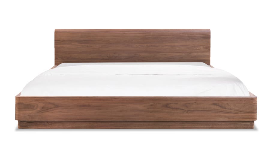 Round King Size Bed Frame - Solid Walnut Wood Platform Bed with Headboard | Modern Bedroom Furniture for Master Suite & Guest Room