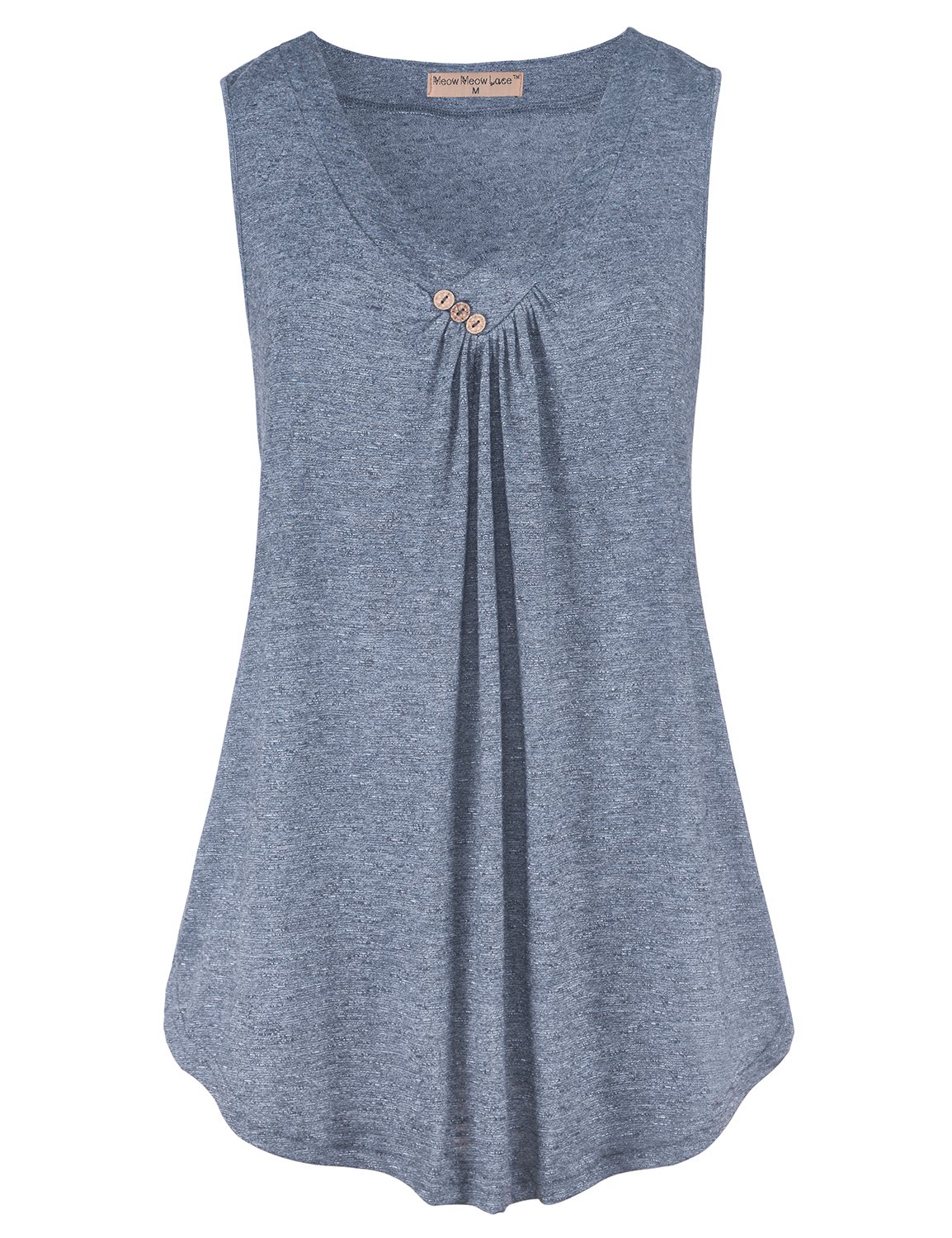 Meow Meow Lace Women's Sleeveless V-Neck Pleated Flowy Tank Tunic Top - Elegant Summer Blouse for Casual Wear, Beach Outfits & Date Nights