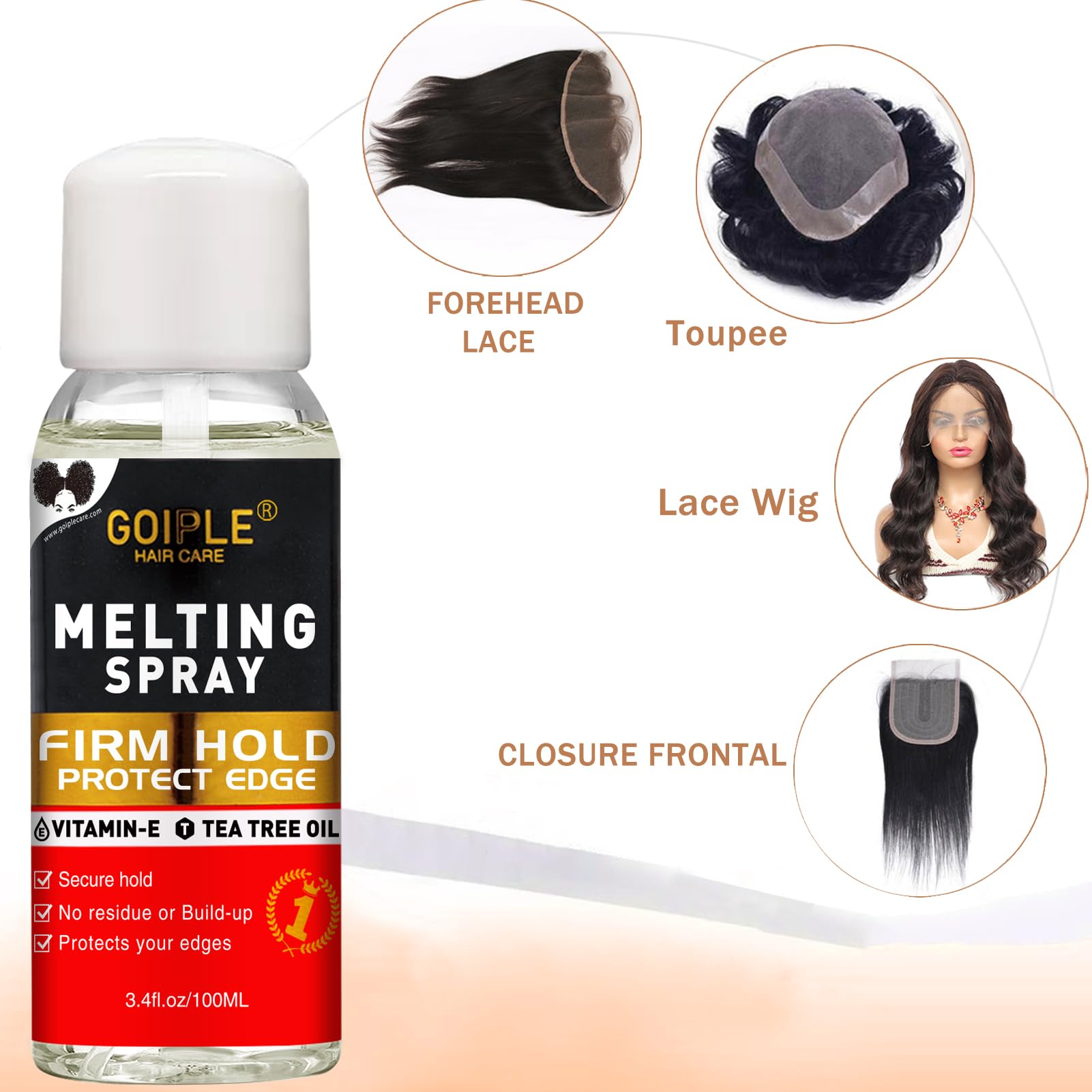 Lace Tint Lace Melting Hair Mousse for Wigs & Hairpieces - Natural Finishing Tint Spray Tool Set (Medium Brown) | Perfect for Seamless Wig Blending & Everyday Styling