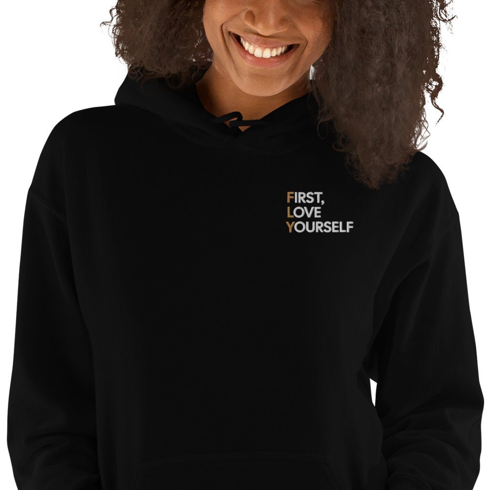 Love Yourself Embroidered Unisex Hoodie - Comfortable Cotton Pullover Sweatshirt for Men & Women - Perfect for Casual Wear, Gifts, and Self-Care Days