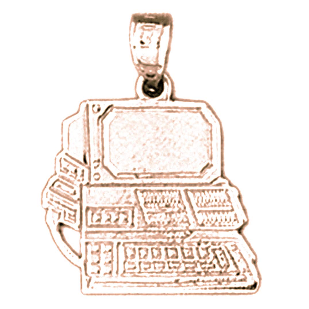 14K Rose Gold Computer Charm Pendant Necklace - 22mm Tech Jewelry for Programmers & IT Professionals | Perfect Gift for Coders, Engineers & Tech Lovers