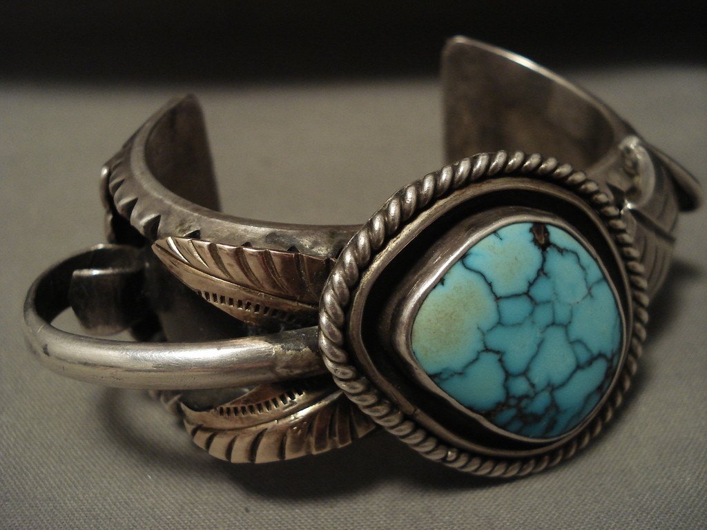 118 Gram Heavy Vintage Lone Mountain Turquoise Silver Bracelet - Authentic Native American Jewelry for Women & Men - Perfect for Boho Fashion, Gift Giving & Special Occasions