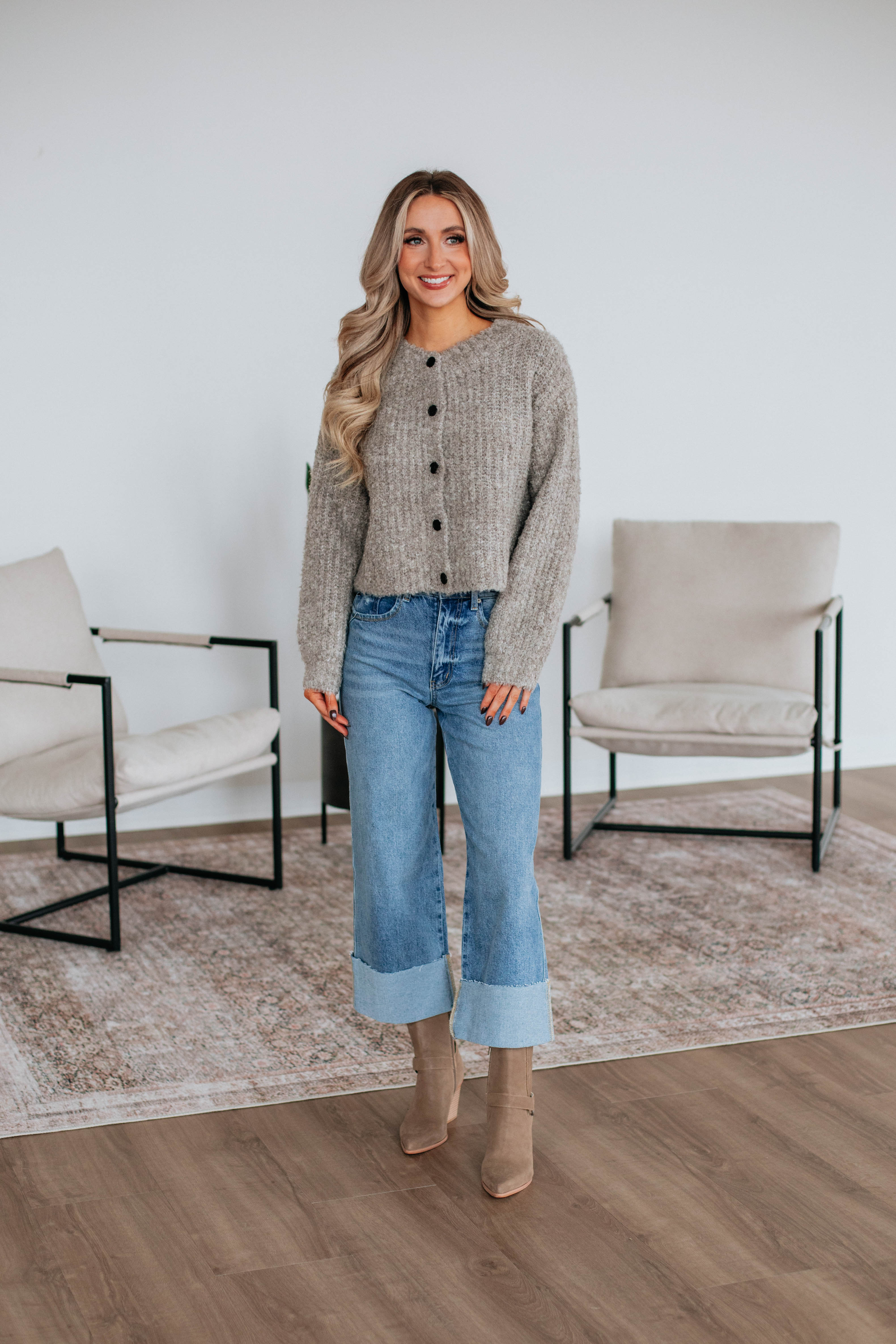 Jodie Knit Cardigan Women's Lightweight Open Front Sweater - Cozy Latte Color for Fall & Winter - Perfect for Office, Casual Outfits, and Layering