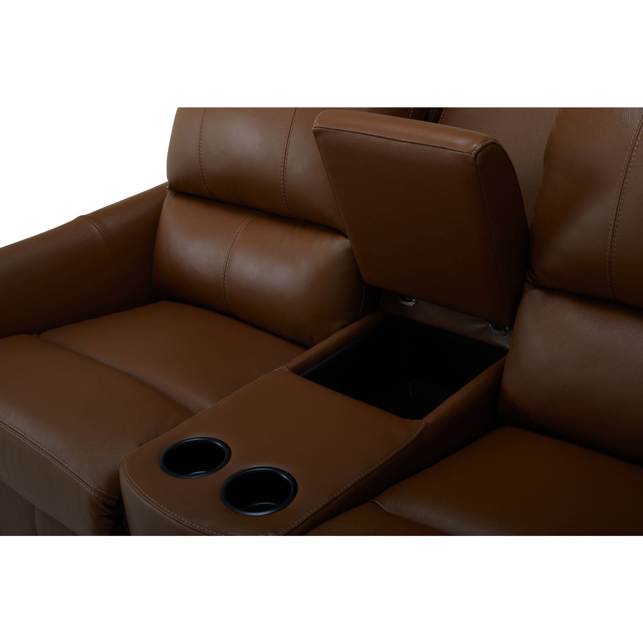 Arlo Power Reclining Loveseat with Console - Valencia Biscotti Fabric - Modern Recliner Sofa for Living Room, Home Theater & Small Spaces