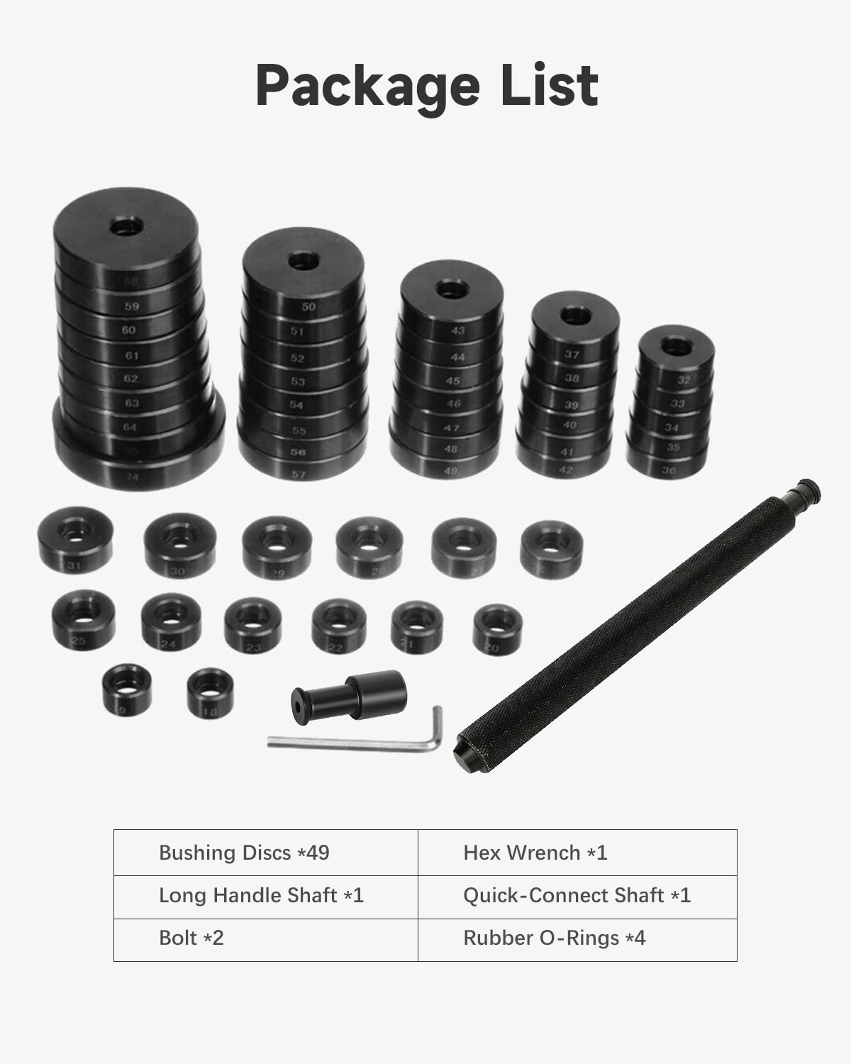 52-in-1 Custom Bushing Driver Tool Set - 52PCS Transmission, Wheel, Axle Bearing Race Seal Installer & Remover - Professional Press Tool Kit for Bush Removal & Bearing Installation - Perfect for Auto Repair Shops & DIY Mechanics