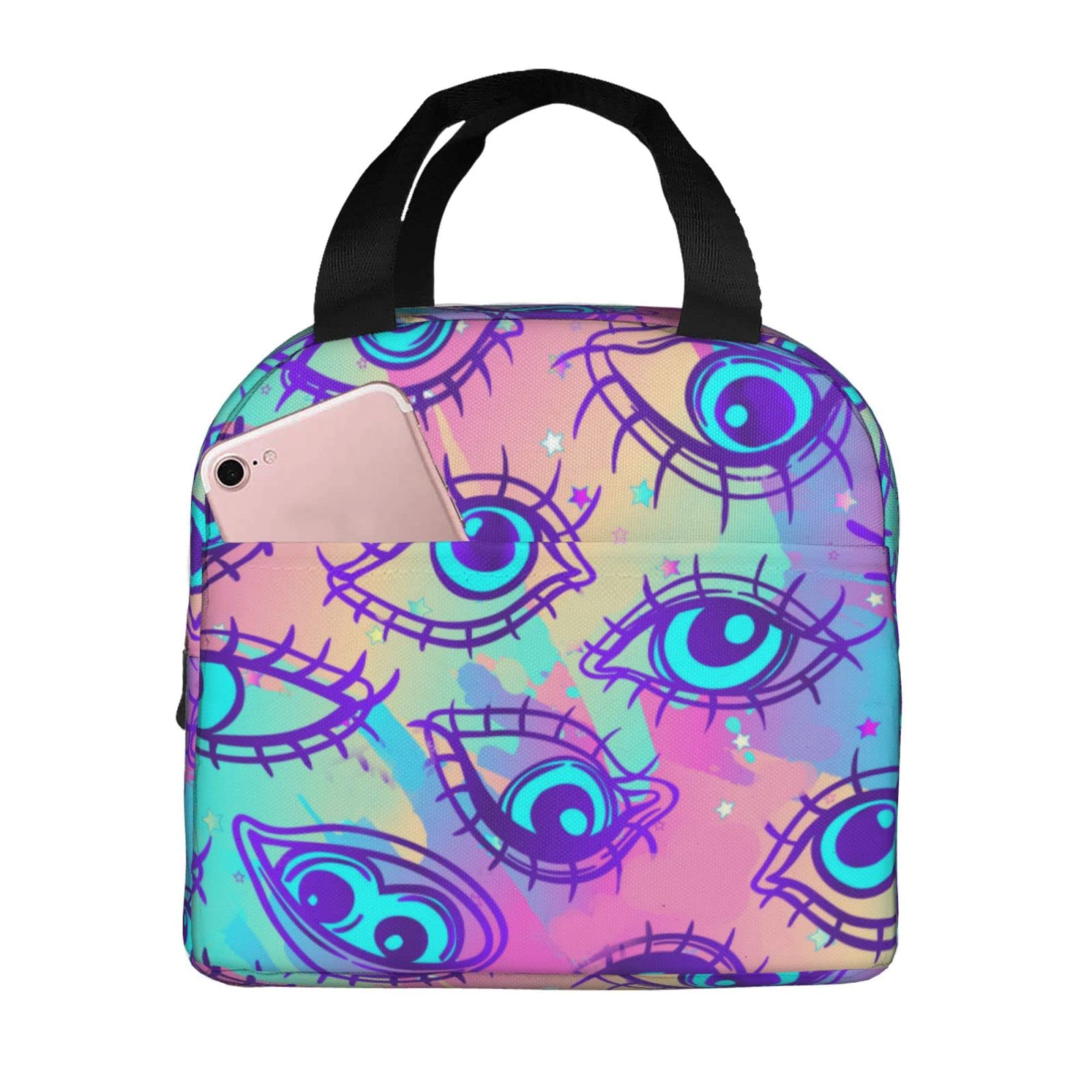 Stylish Evil Eye Insulated Lunch Bag for Women & Men - Leak Proof Reusable Lunch Tote for Work, School, Picnic & Travel - Perfect for Office, Outdoor Adventures & Daily Commute