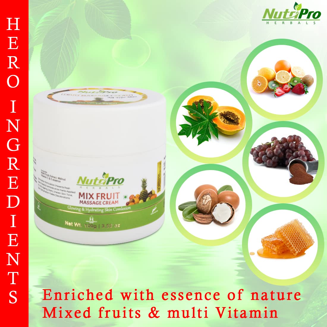 NutriPro Gold Cleansing Milk with Mixed Fruits & Vitamin E - 350g Deep Cleansing Massage Cream with Almond Oil & Apple Extract for Soft, Glowing Skin | Anti-Acne Treatment | Perfect for Daily Skincare Routine & Spa-Like Facial at Home