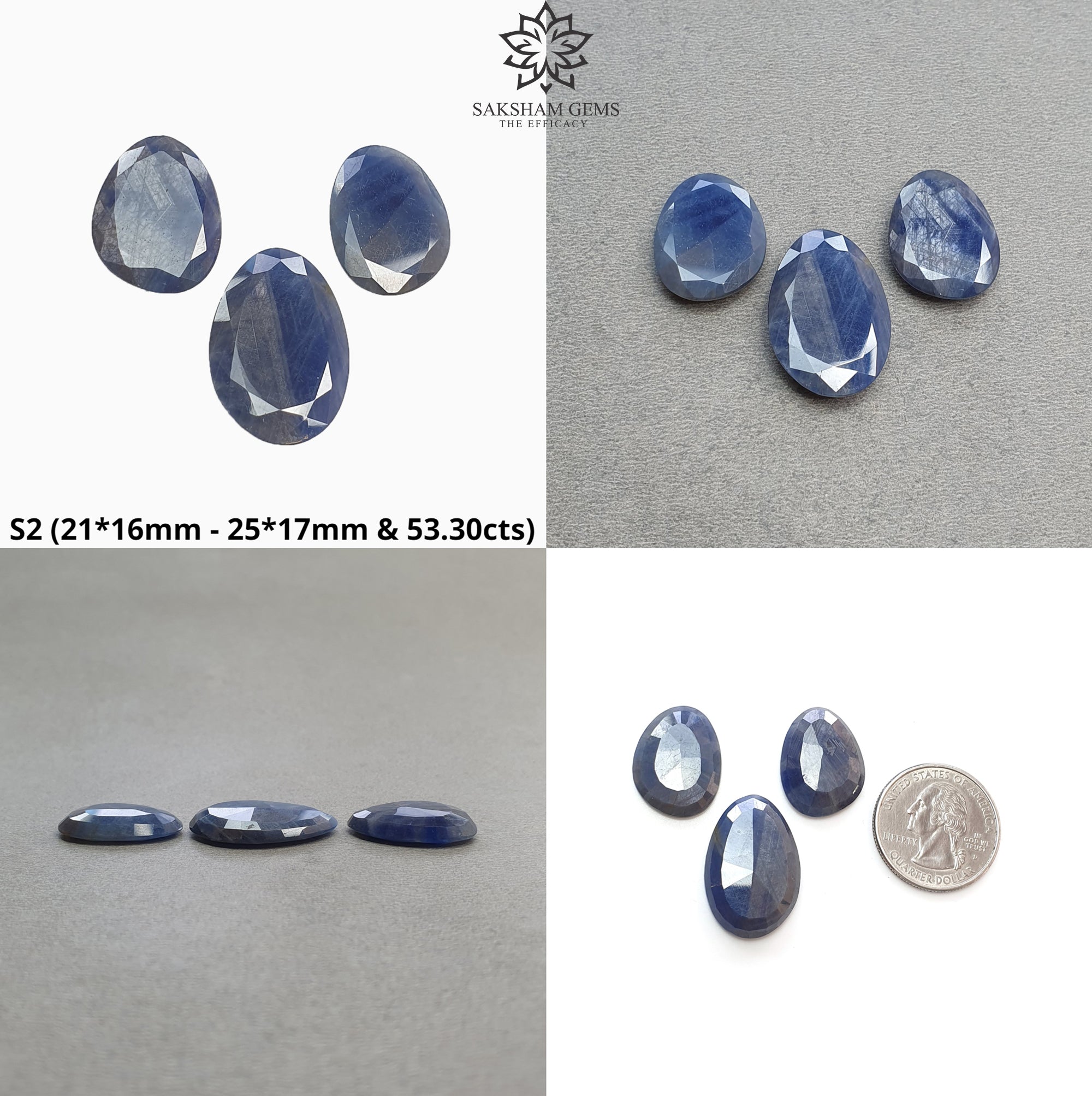 Natural Untreated Golden Brown Sapphire Egg Shape 3pc Set - Chocolate & Blue Silver Sheen Gemstone Jewelry for Engagement, Wedding & Gift Giving