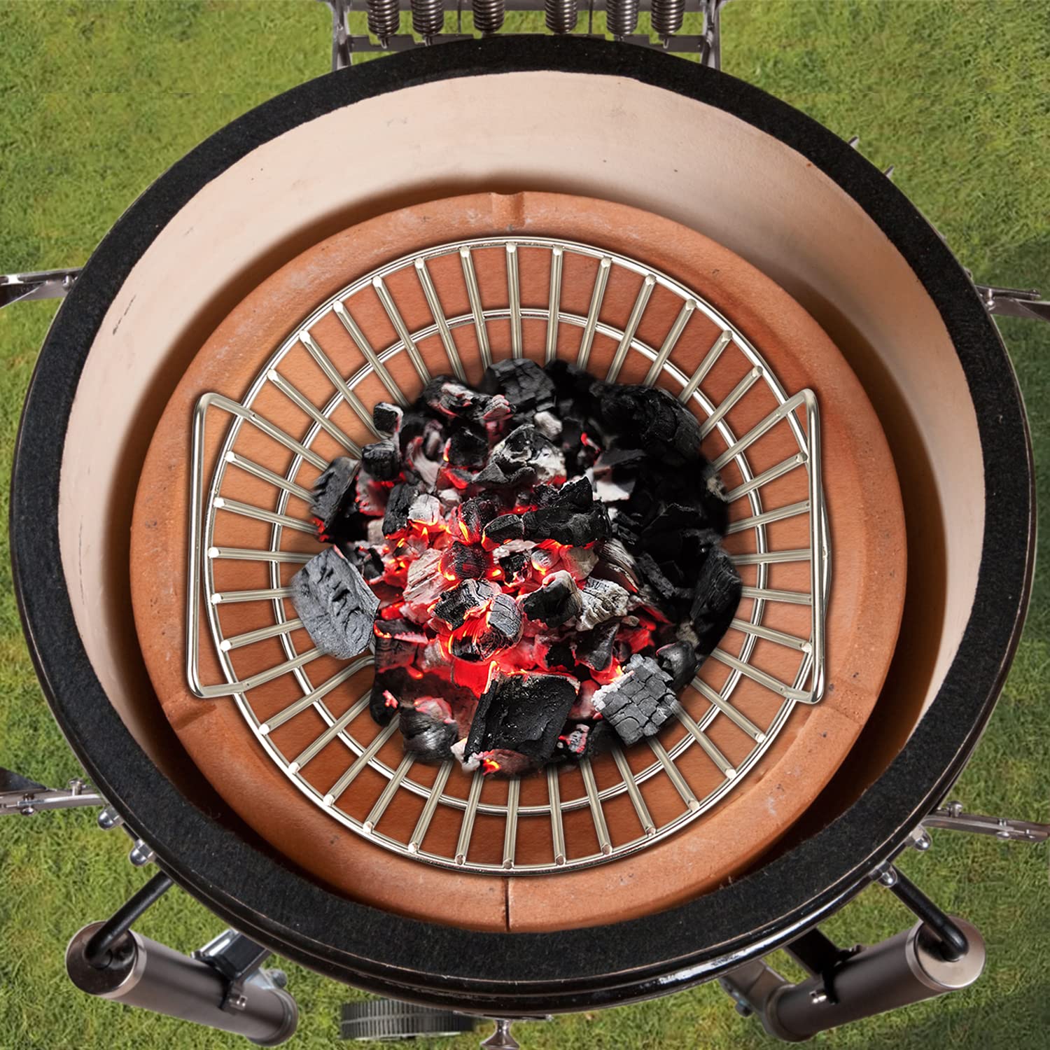 Premium Stainless Steel Charcoal Basket for Big Green Egg Large - 14 Inch Heavy Duty Grill Ash Basket for Smoking, Grilling & BBQ Accessories - Perfect for Outdoor Cooking, Camping & Backyard Parties
