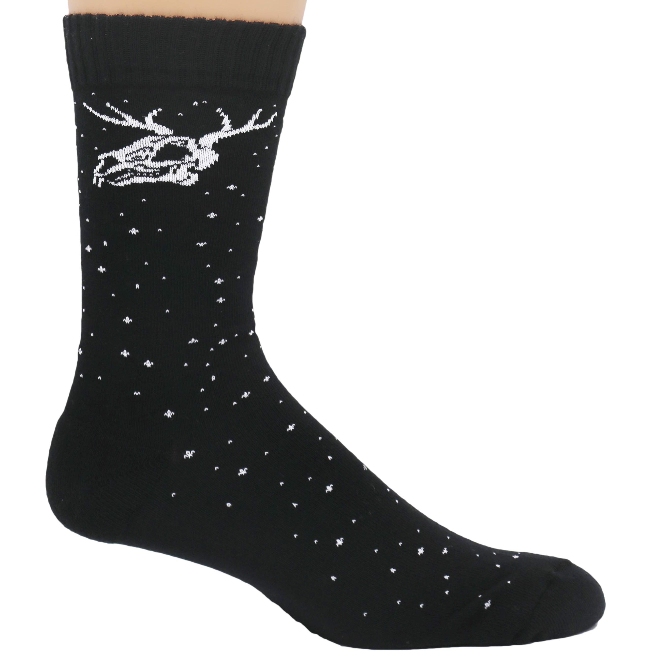 Premium Black and White Dead Rudolph Skater Crew Socks - Trendy Skateboarding & Streetwear Fashion Socks for Men & Women
