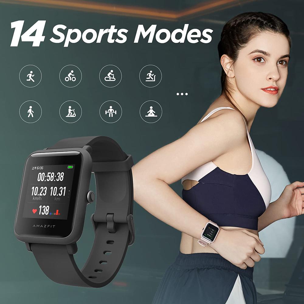 Amazfit Bip S Lite Smartwatch - Fitness Tracker with Heart Rate Monitor, Sleep Tracking & Waterproof Design (Charcoal Black) - Perfect for Running, Swimming & Daily Activity Tracking