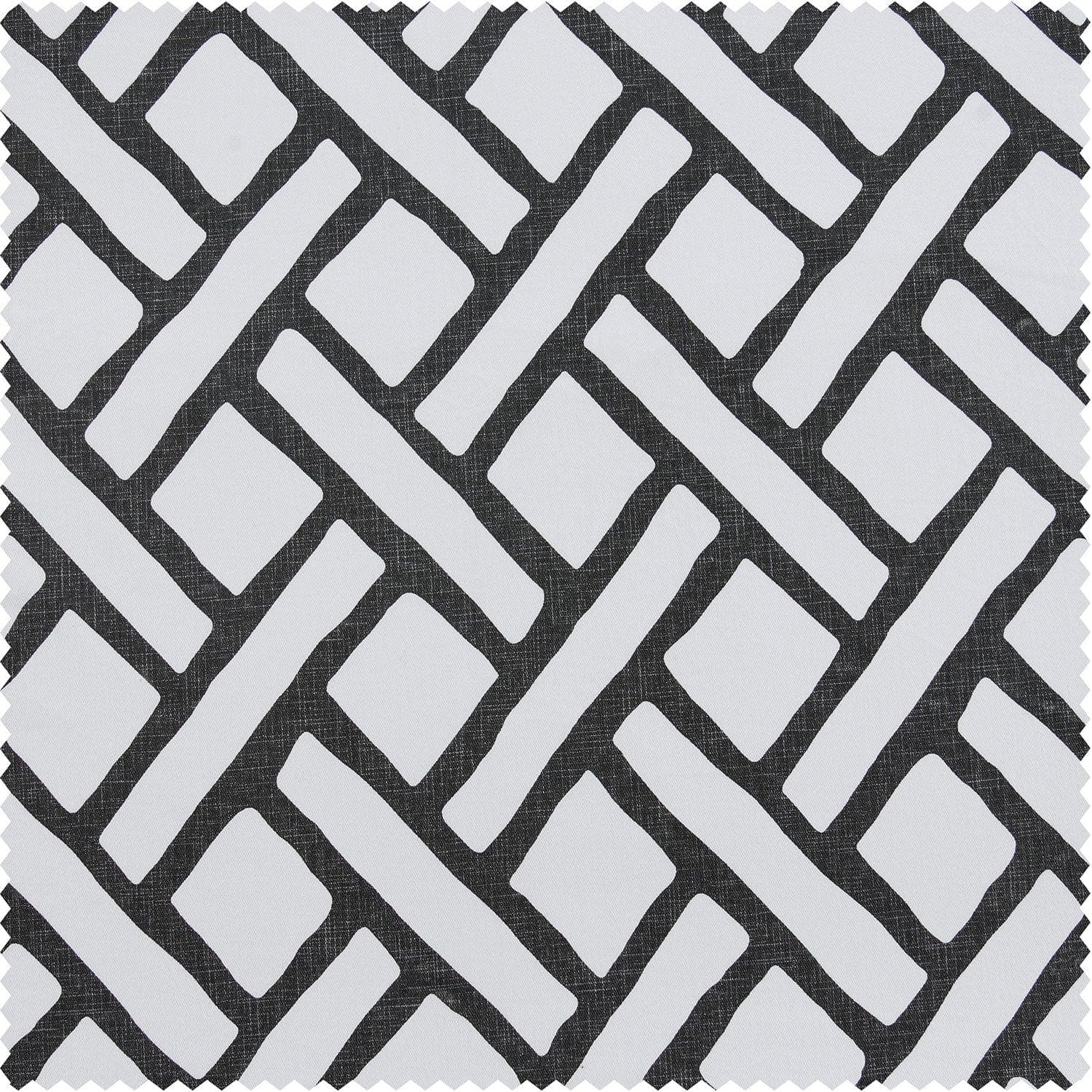 Black Geometric Printed Cotton Custom Curtains for Living Room & Bedroom - Modern Window Treatment for Home Decor