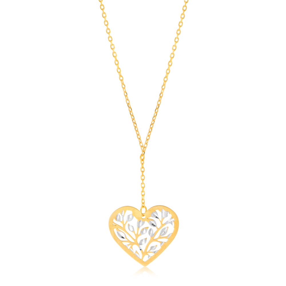 9ct Yellow Gold 42cm Heart Chain Necklace for Women - Elegant Valentine's Day Gift, Anniversary Jewelry for Her, Romantic Present for Girlfriend