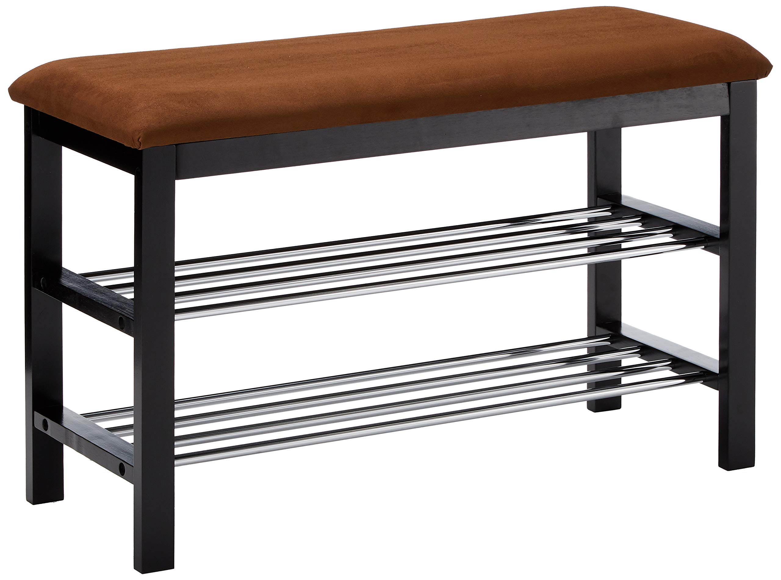 Black & Chocolate Microfabric Shoe Storage Organizer - 3-Tier Entryway Bench with Non-Slip Design | Perfect for Small Spaces, Closet Organization & Mudroom Decor