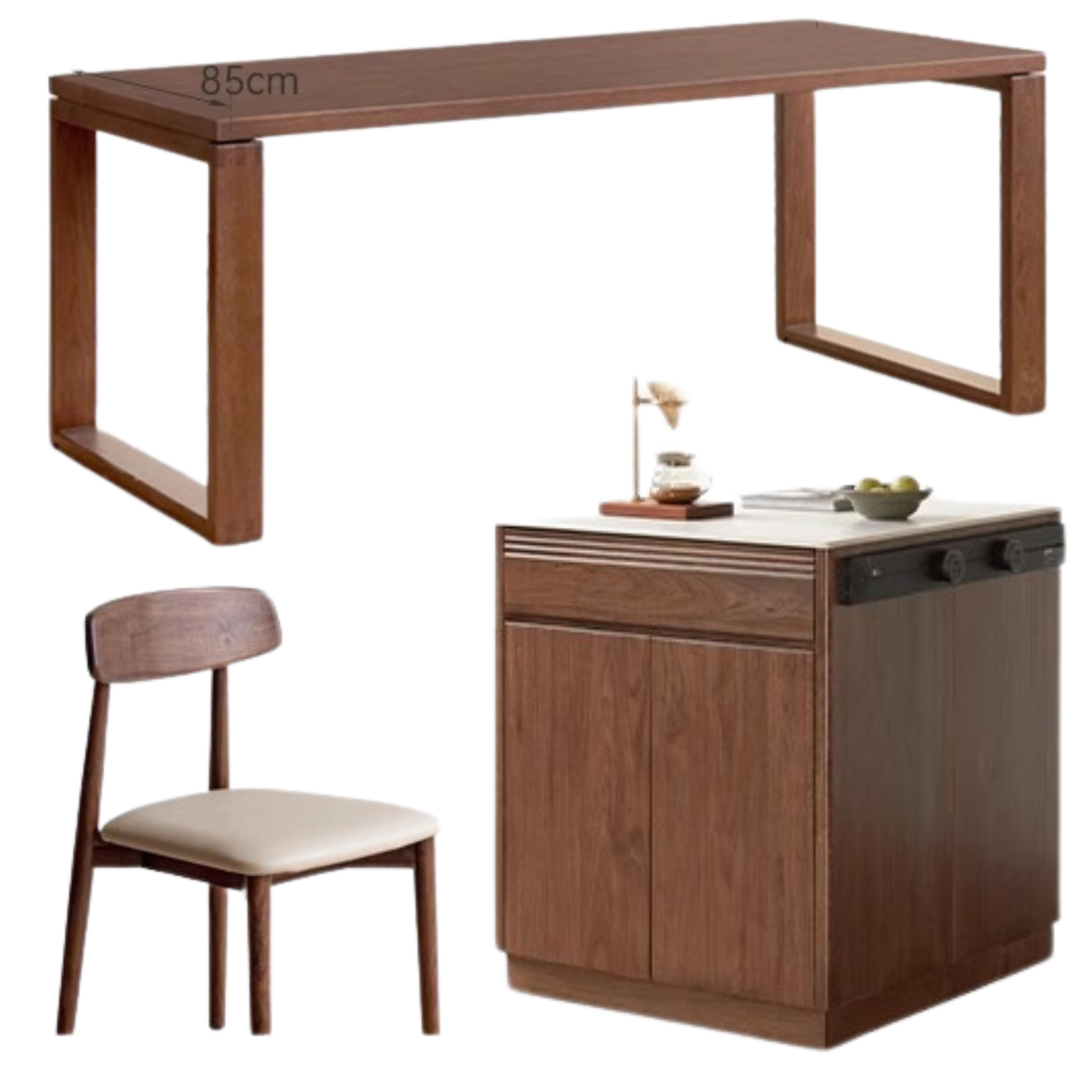 Luxury Black Walnut and Oak Solid Wood Sideboard - Elegant Kitchen Island Buffet for Dining Room & Home Decor