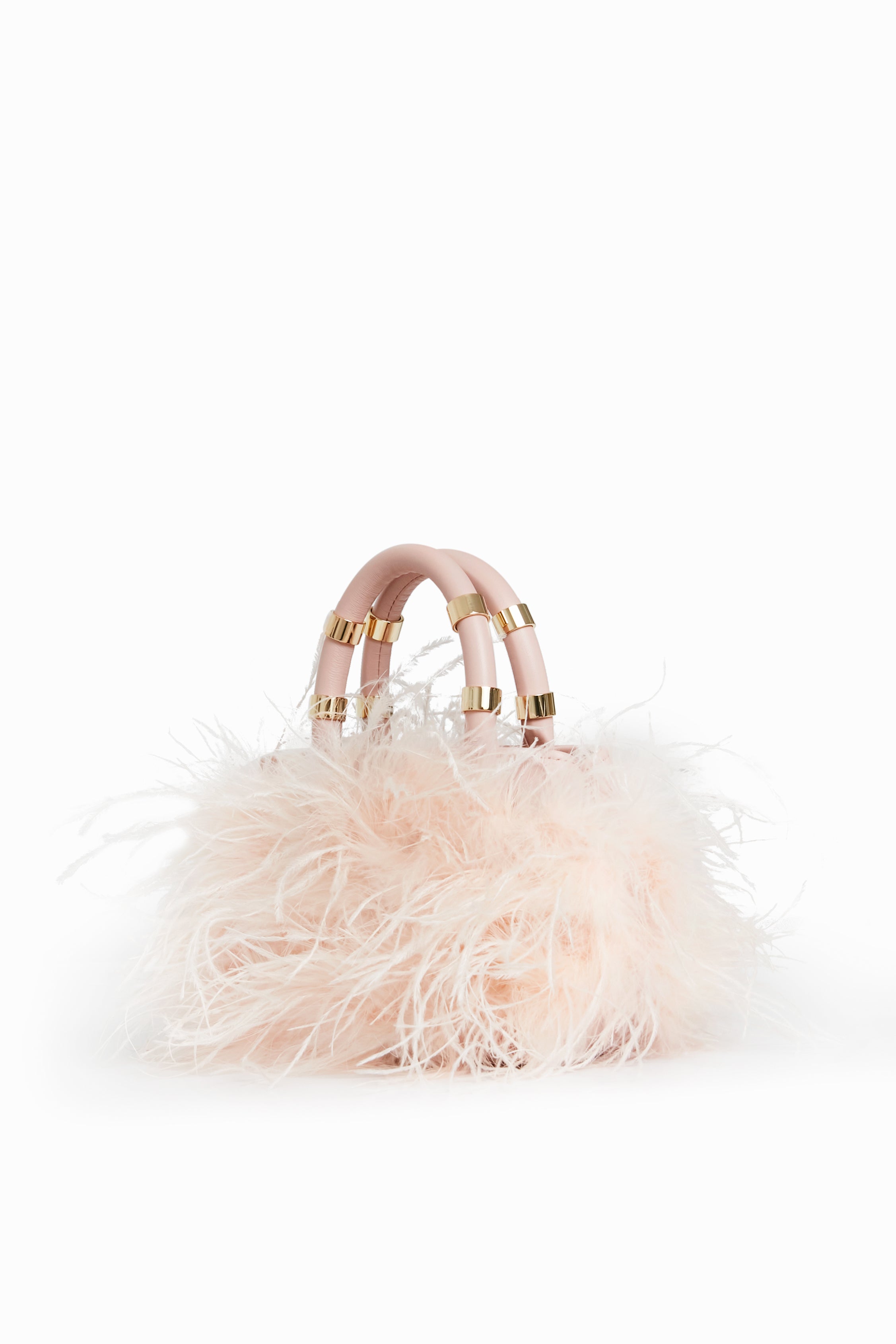 Blush Emily Feather Bag - Stylish Women's Shoulder Purse for Parties, Weddings & Evening Events - Elegant Clutch Handbag with Feather Accents