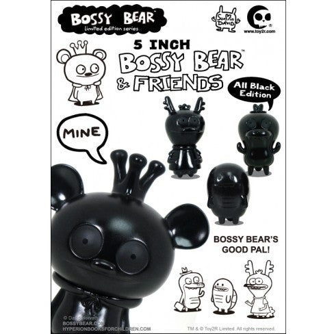 Bossy Bear & Friends All Black Edition Plush Toy - Cute Stuffed Animal for Kids, Gifts, and Home Decor | Perfect for Birthdays, Valentine's Day, and Nursery Room Decorations