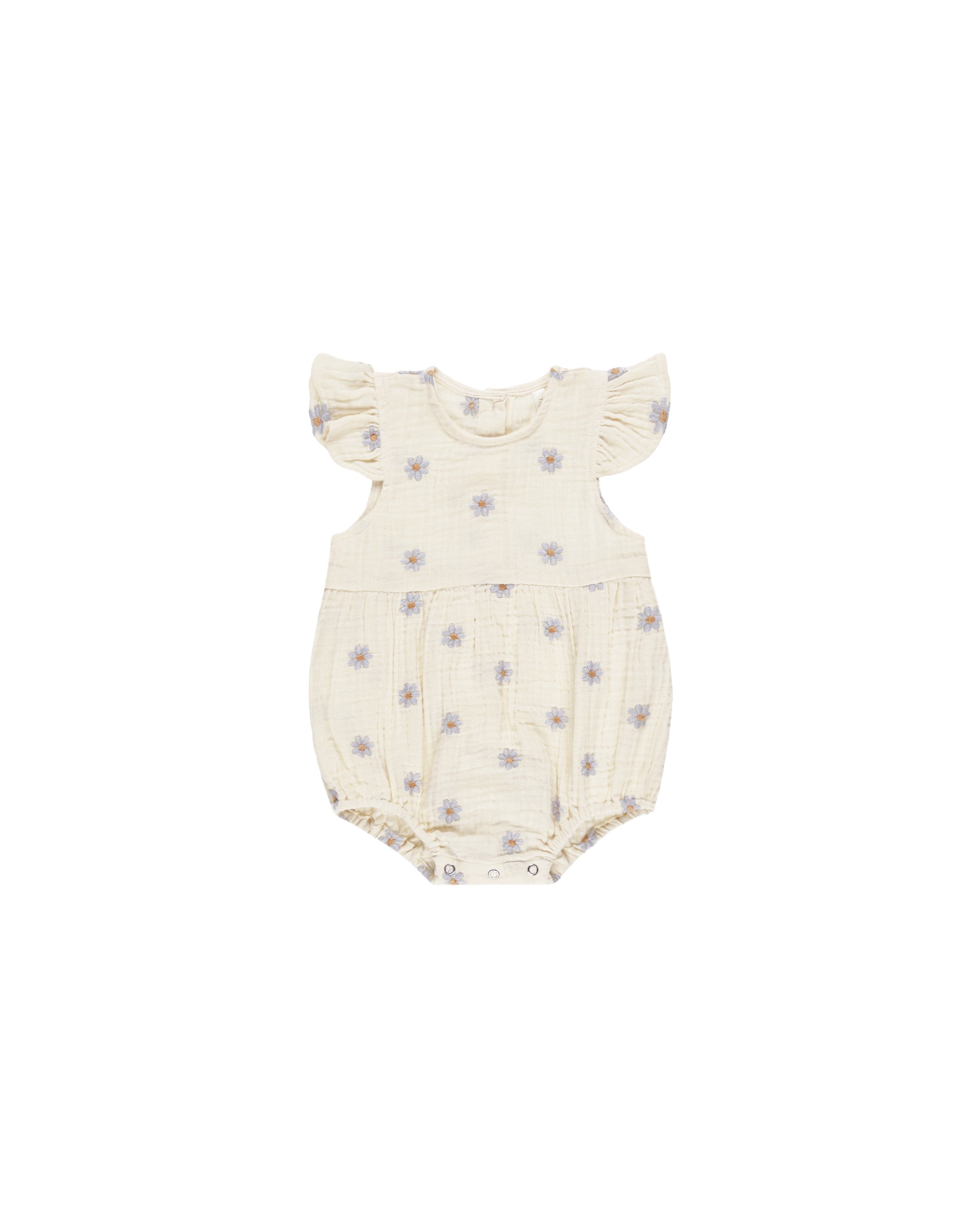 Rylee & Cru Blue Daisy Romper for Baby Girls | Soft Cotton Jumpsuit with Floral Print | Perfect for Playdates, Summer Outfits & Photoshoots