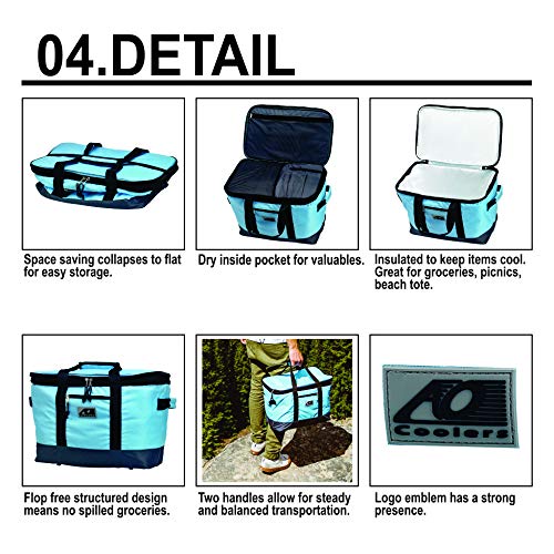 AO Coolers Collapsible Insulated Tote Basket - Portable Picnic Cooler Bag for Beach, Camping, Grocery Shopping & Outdoor Activities